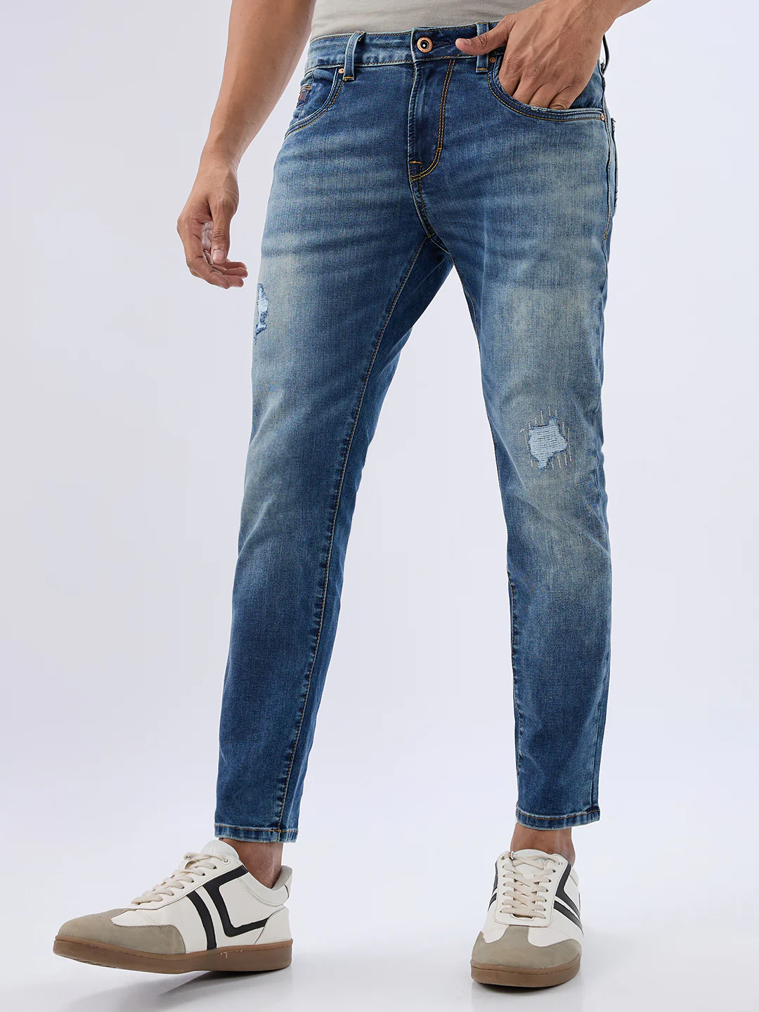 Men Kano Jeans Slim Fit Blue Mid Rise - Image 3