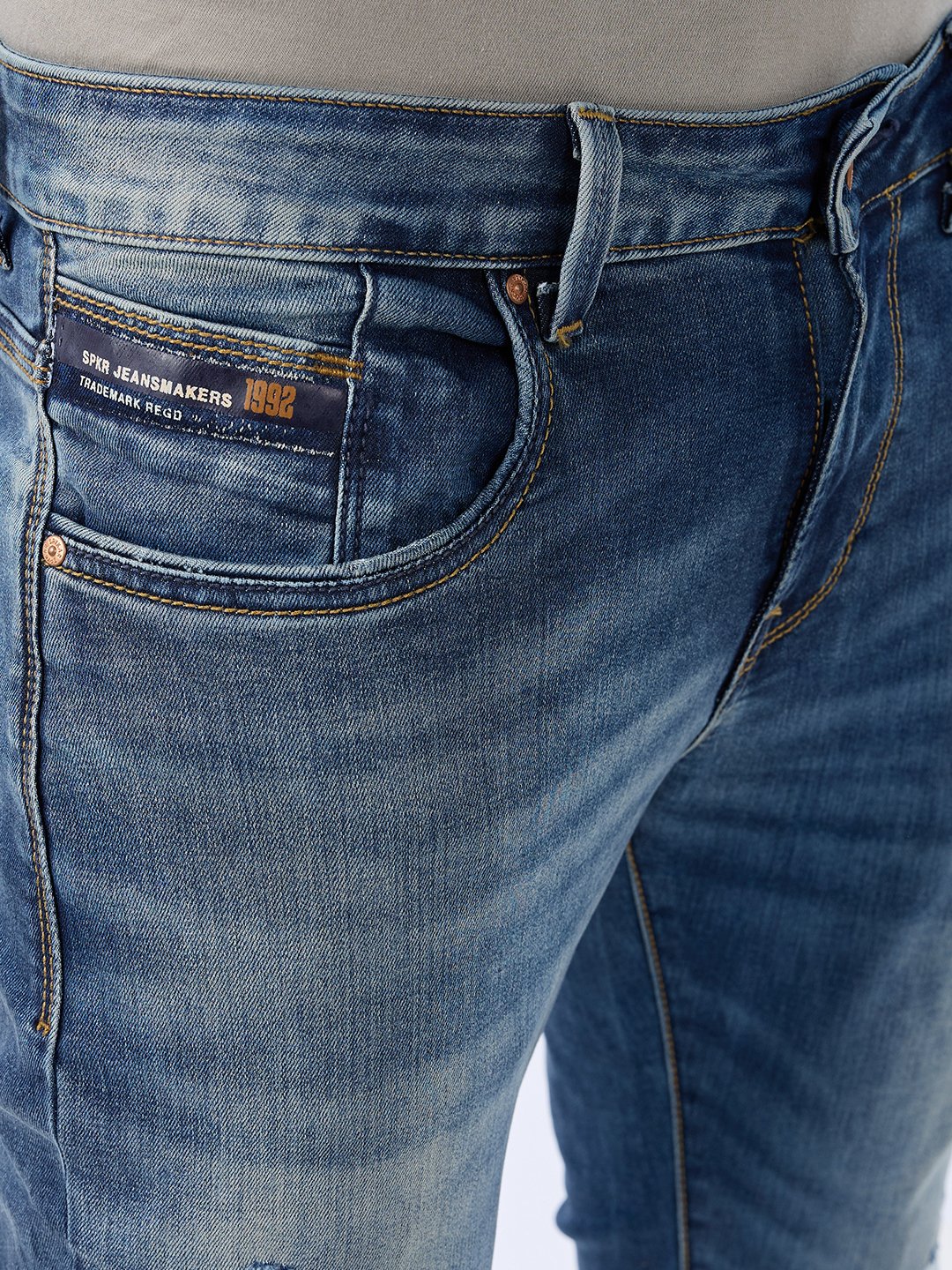 Men Kano Jeans Slim Fit Blue Mid Rise - Image 6