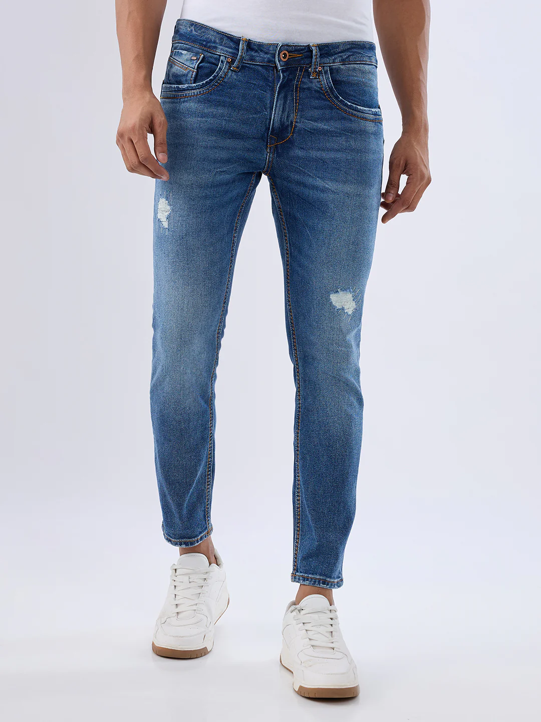Men Kano Jeans Slim Fit Blue Mid Rise