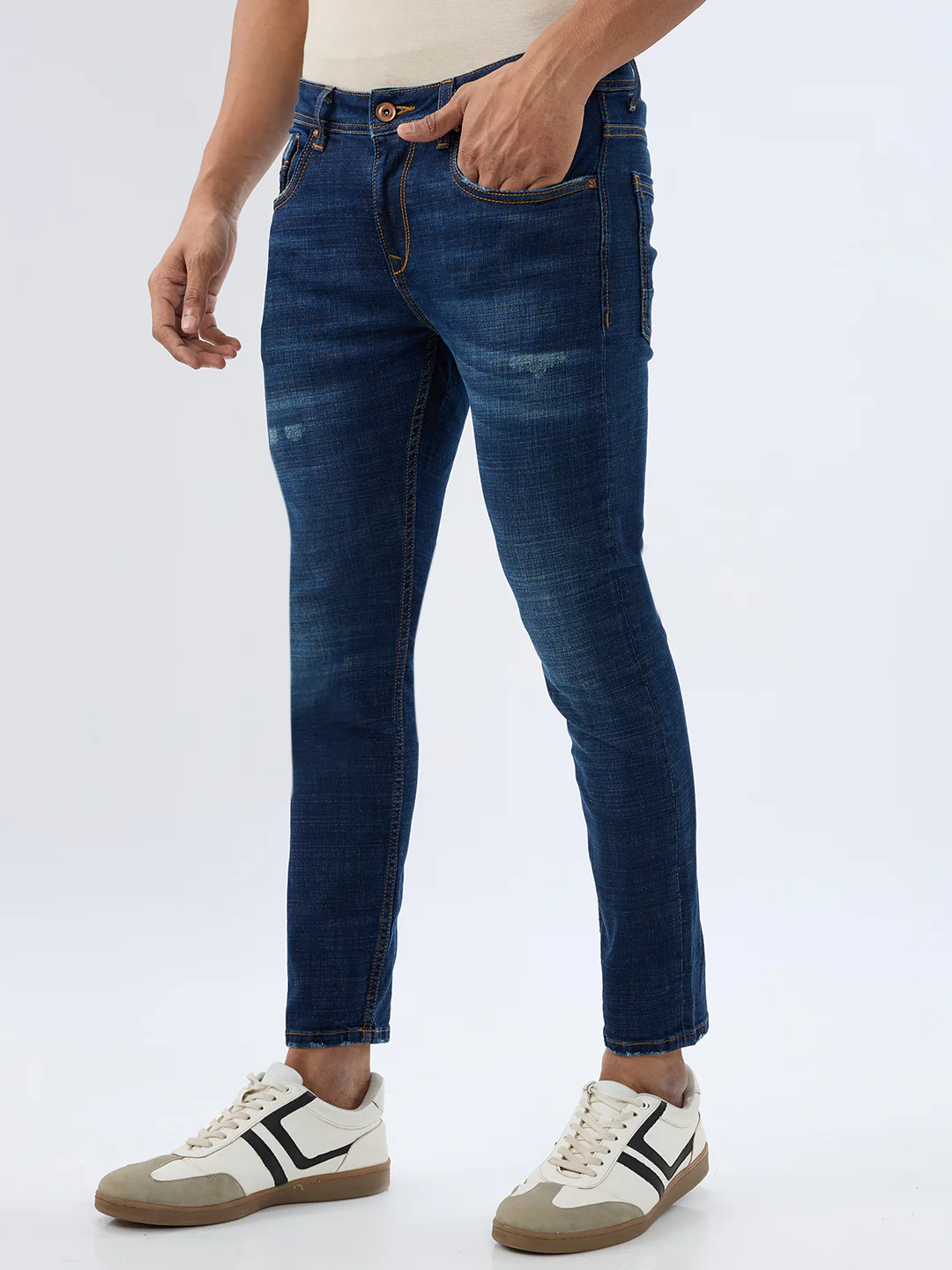 Men Kano Jeans Slim Fit Blue Mid Rise - Image 3