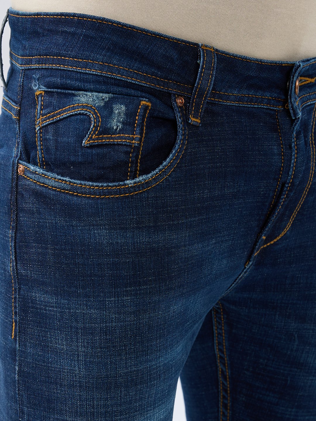Men Kano Jeans Slim Fit Blue Mid Rise - Image 6