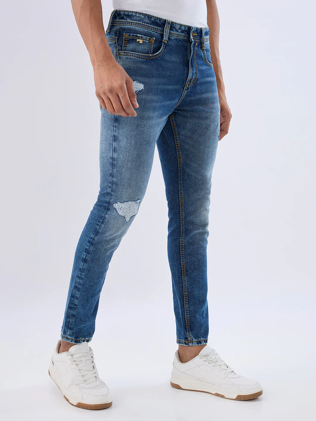 Men Kano Jeans Slim Fit Blue Mid Rise - Image 2