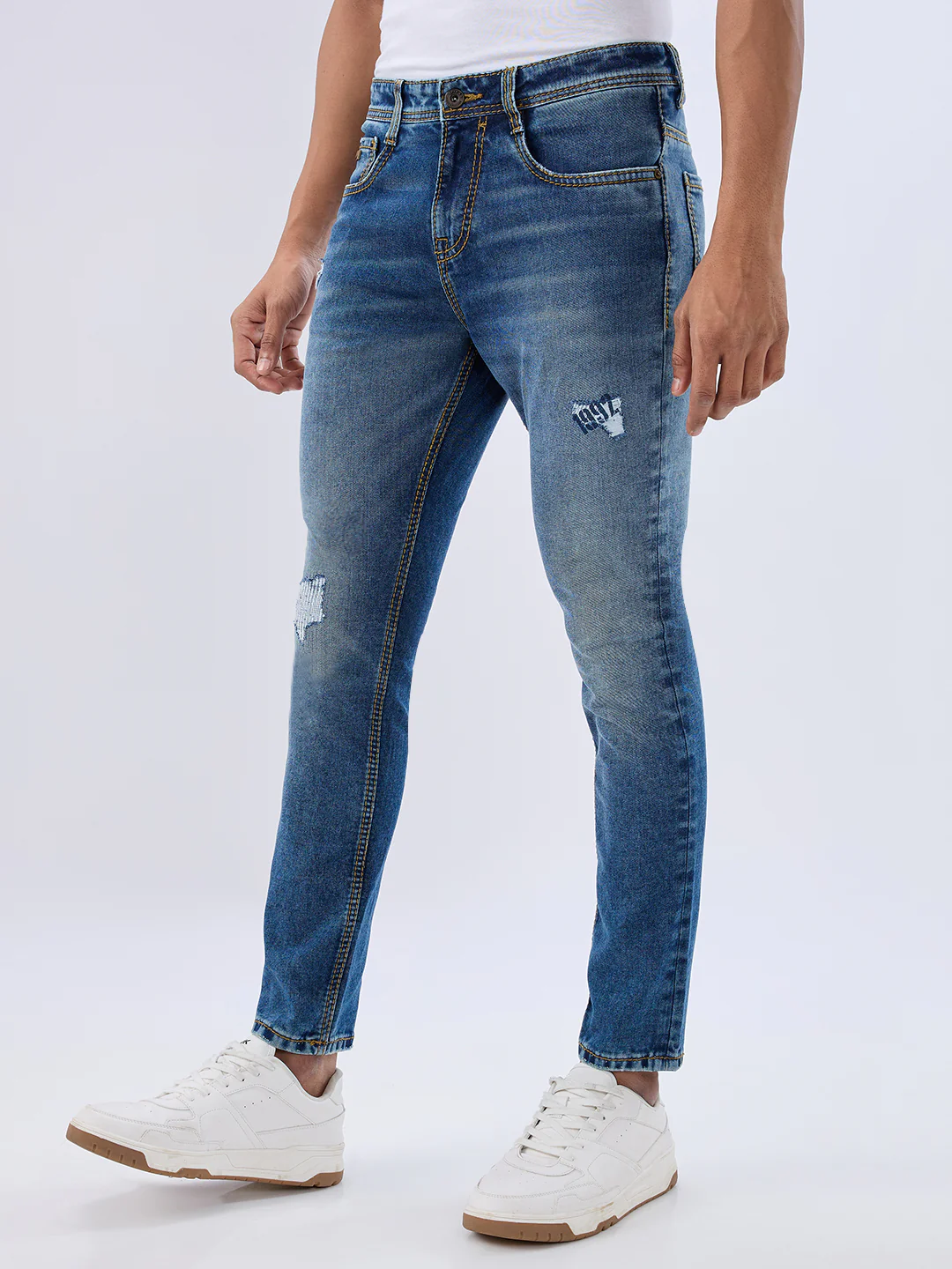 Men Kano Jeans Slim Fit Blue Mid Rise - Image 3