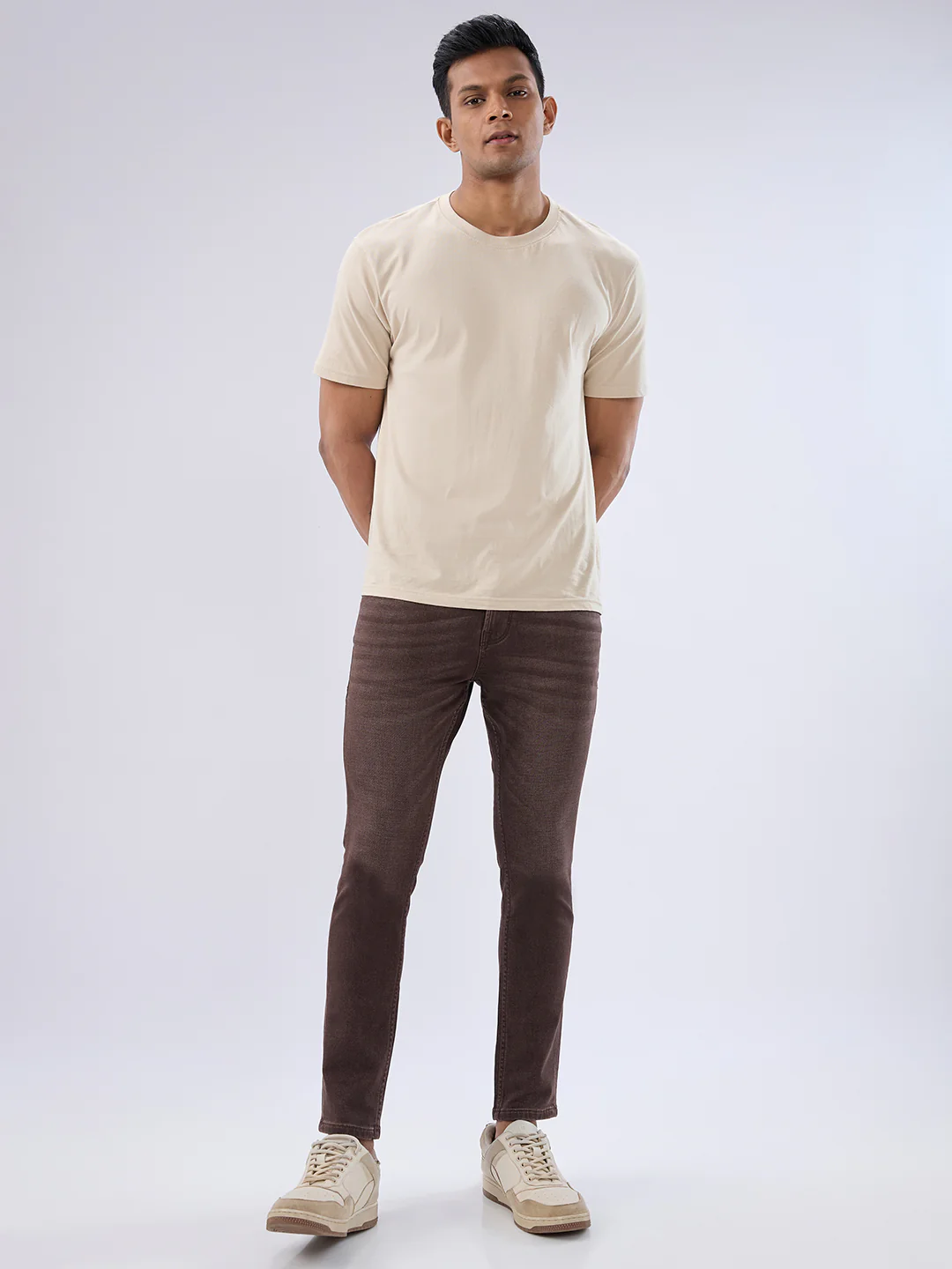 Men Kano Jeans Slim Fit Brown Mid Rise - Image 5
