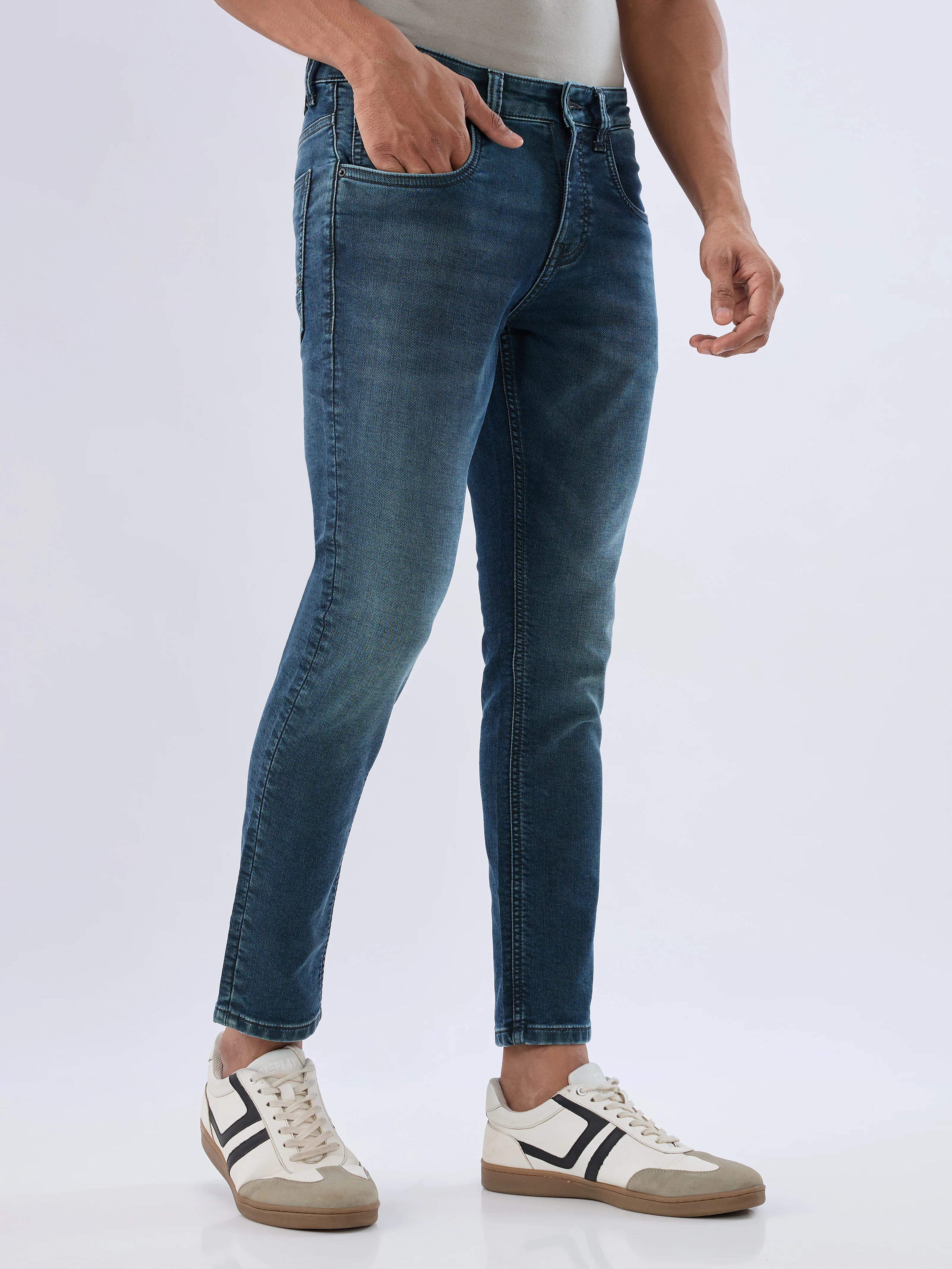 Men Kano Jeans Slim Fit Green Mid Rise - Image 2