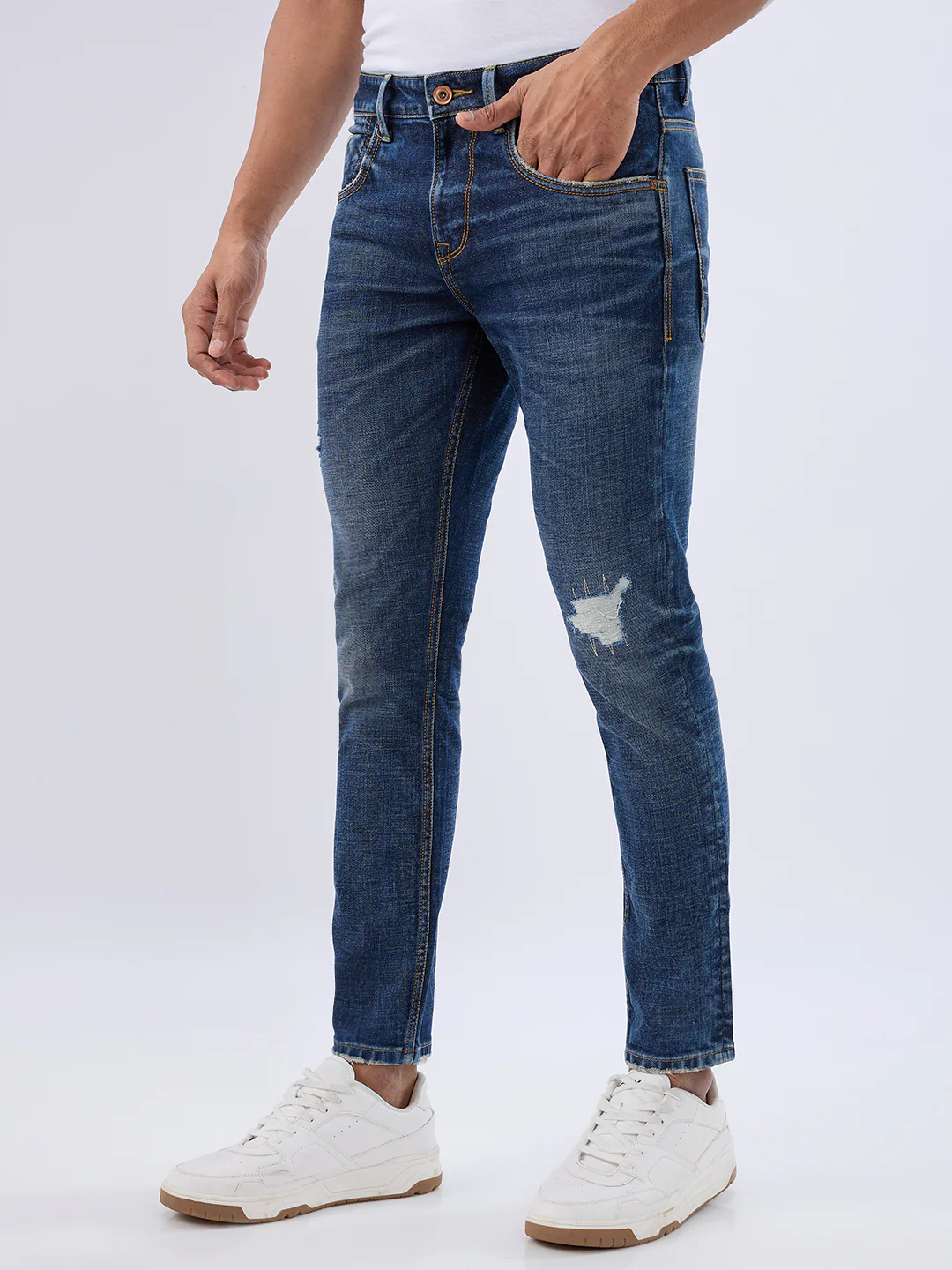 Men Kano Jeans Slim Fit Blue Mid Rise - Image 3