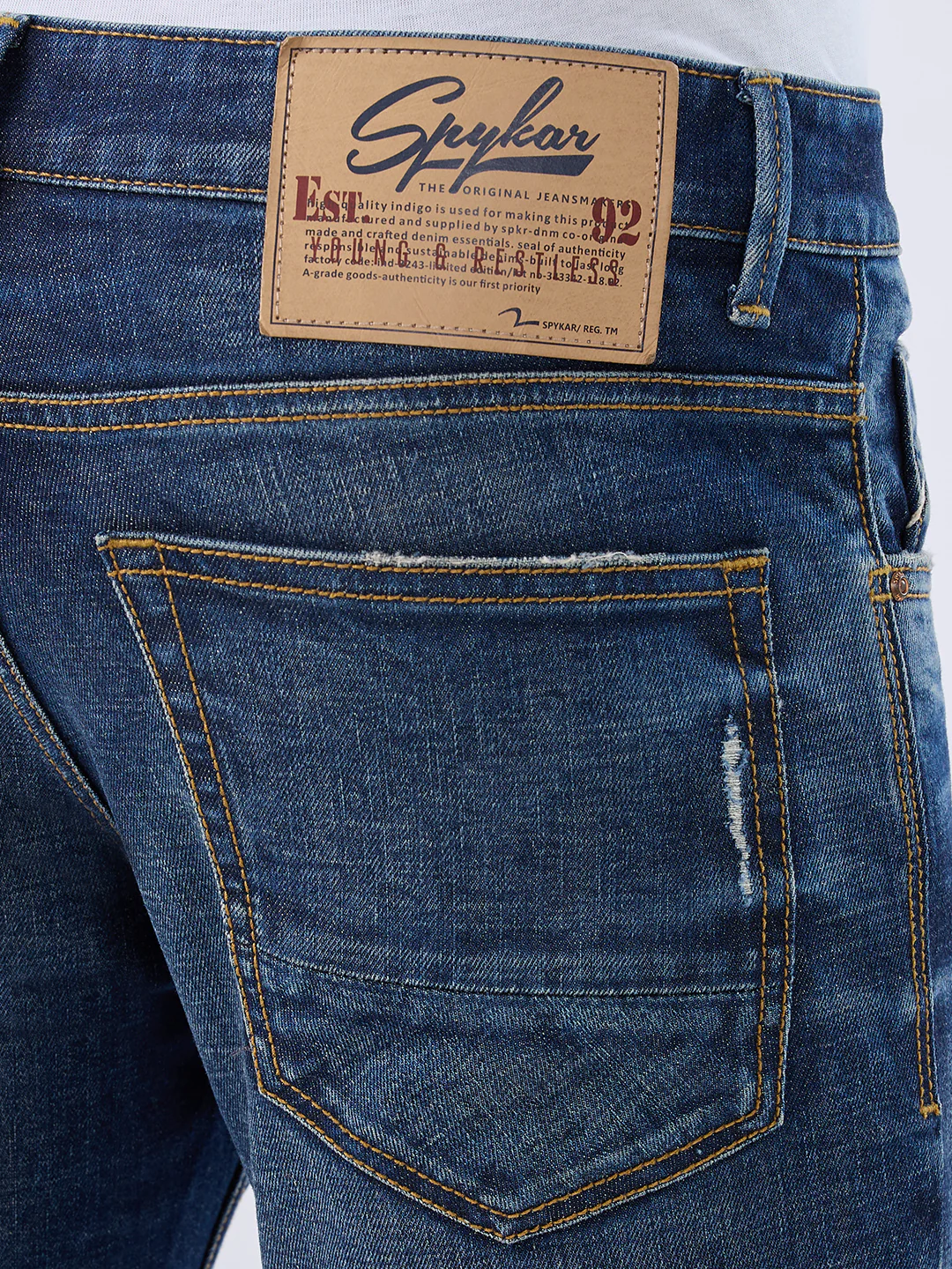 Men Kano Jeans Slim Fit Blue Mid Rise - Image 8
