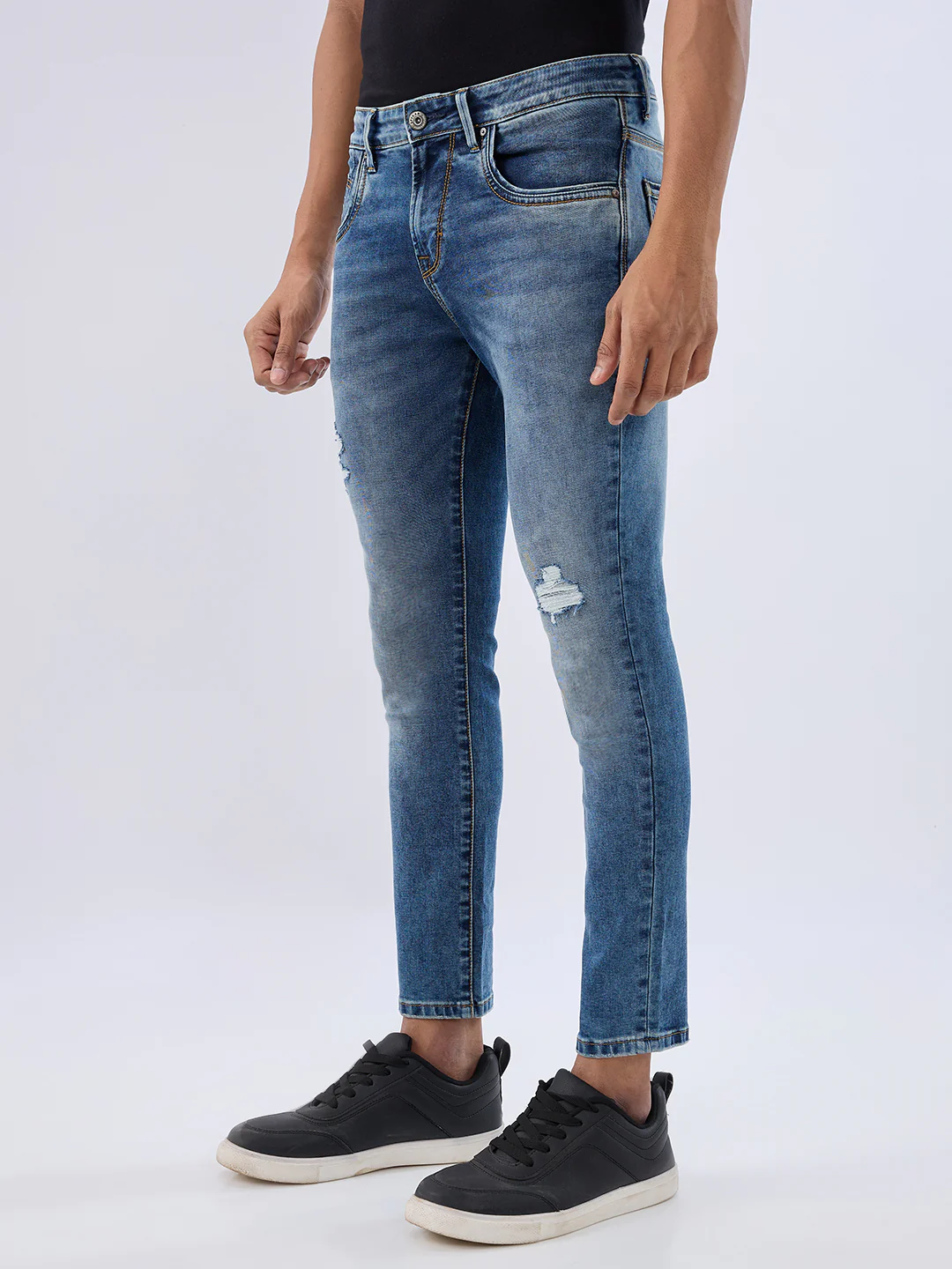 Men Kano Jeans Slim Fit Blue Mid Rise - Image 3