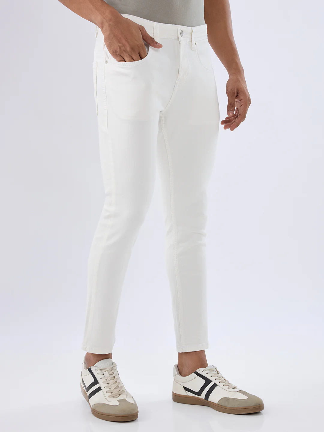 Men Kano Jeans Slim Fit White Mid Rise - Image 2