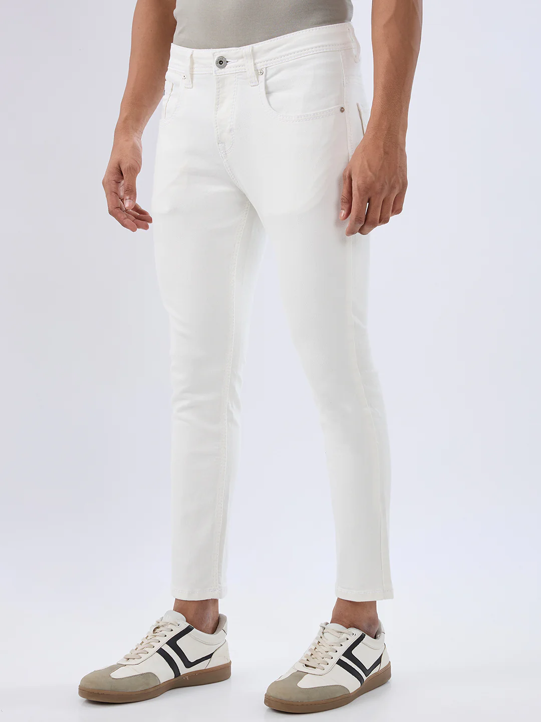 Men Kano Jeans Slim Fit White Mid Rise - Image 3
