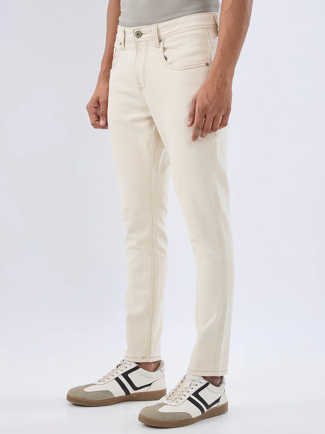 Men Kano Jeans Slim Fit Beige Mid Rise - Image 3