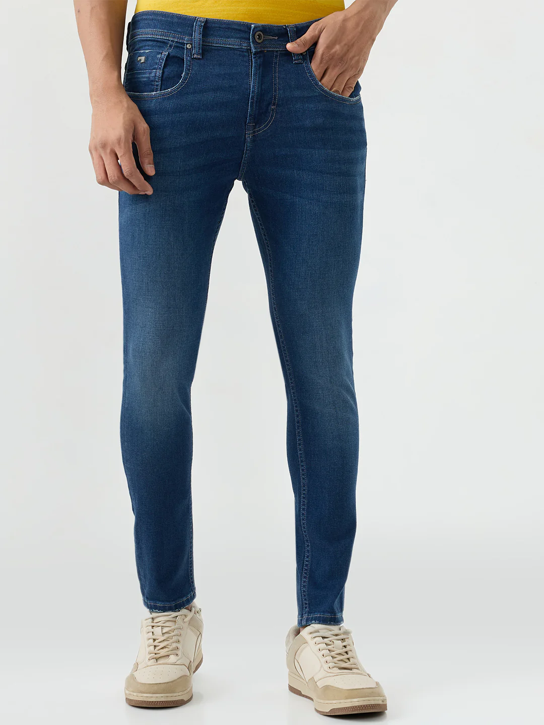 Men Kano Jeans Slim Fit Blue Mid Rise