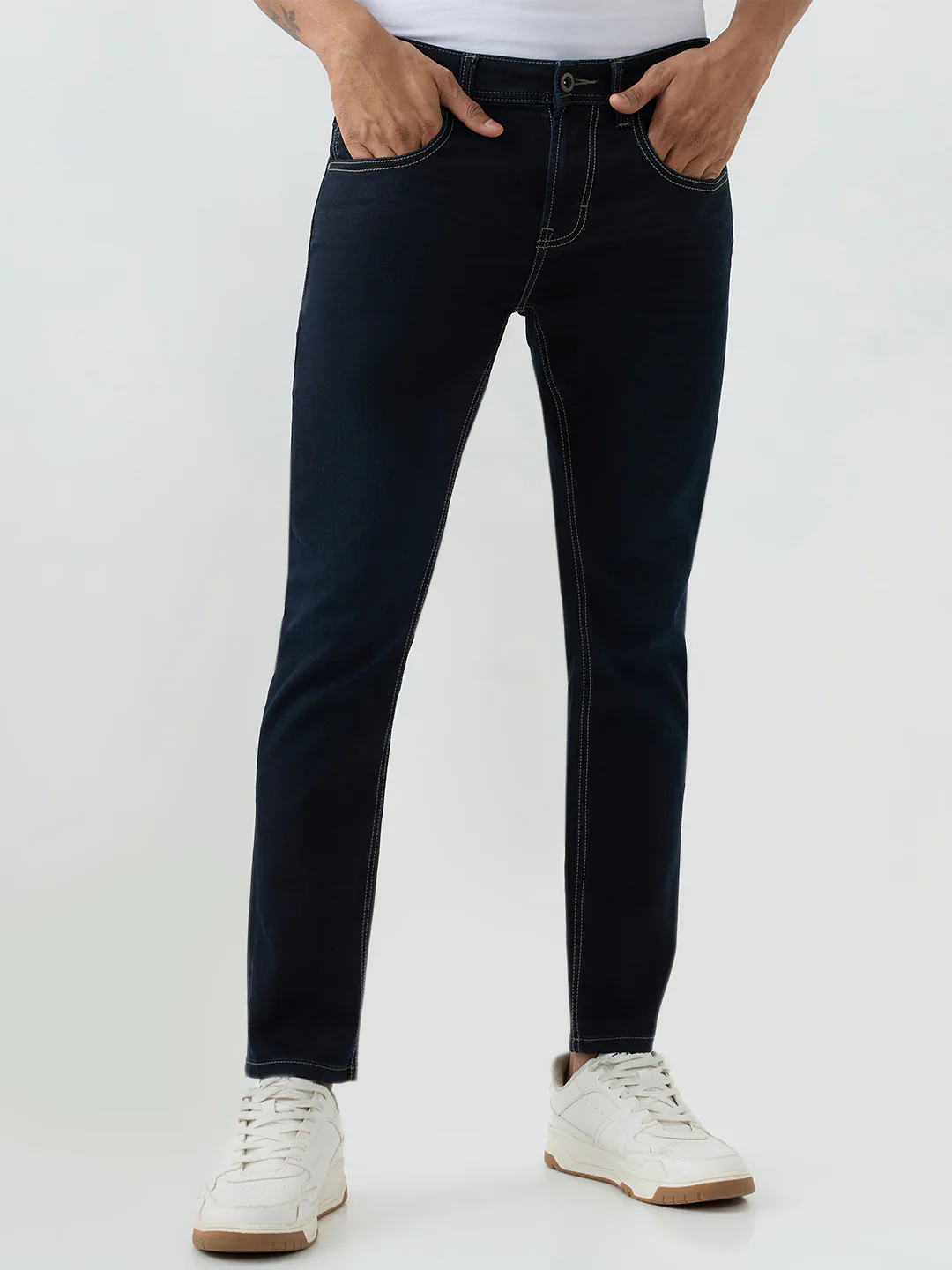 Men Kano Jeans Slim Fit Blue Mid Rise