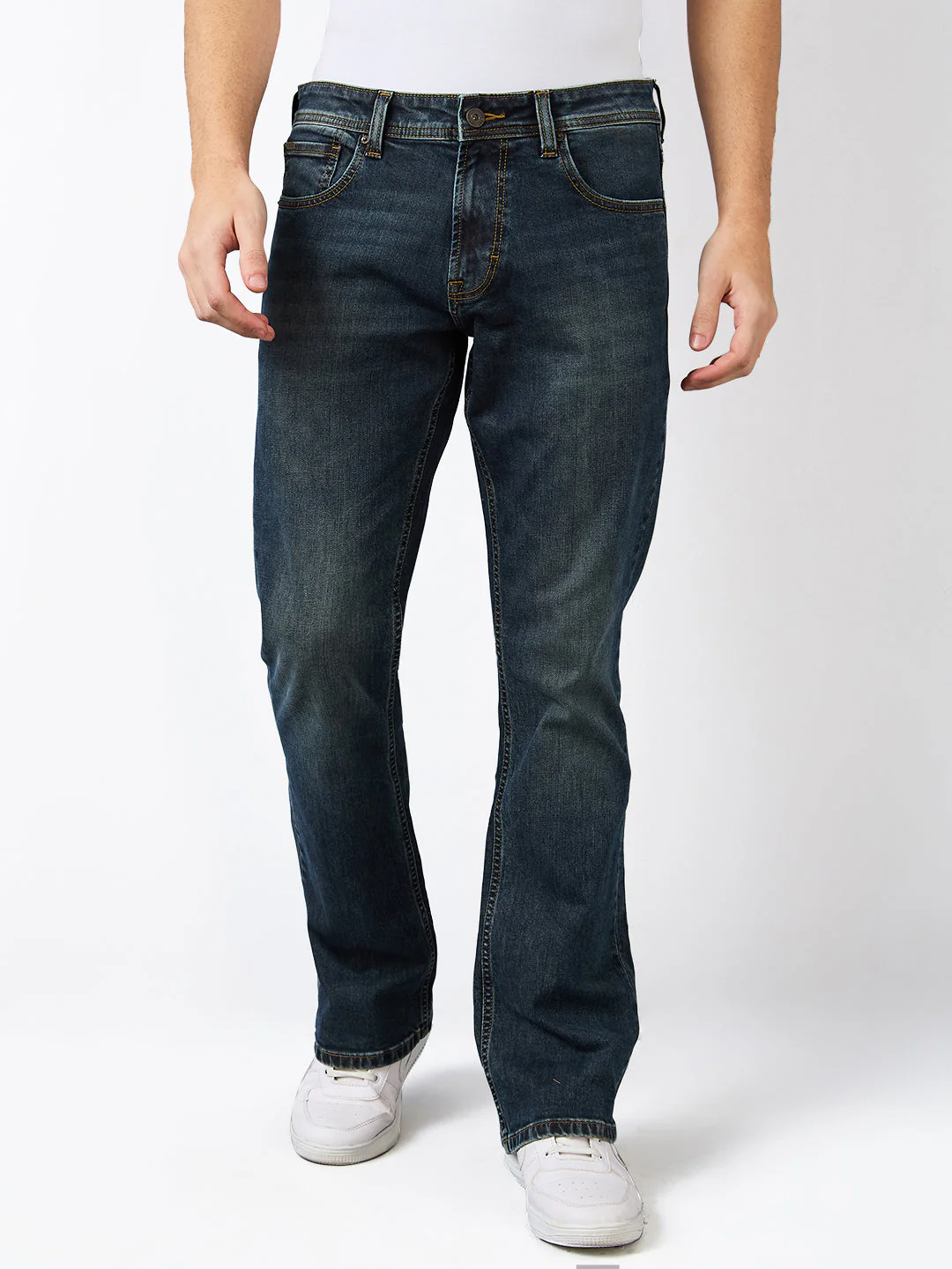 Men Jeans Regular Fit Brown Mid Rise - Image 2