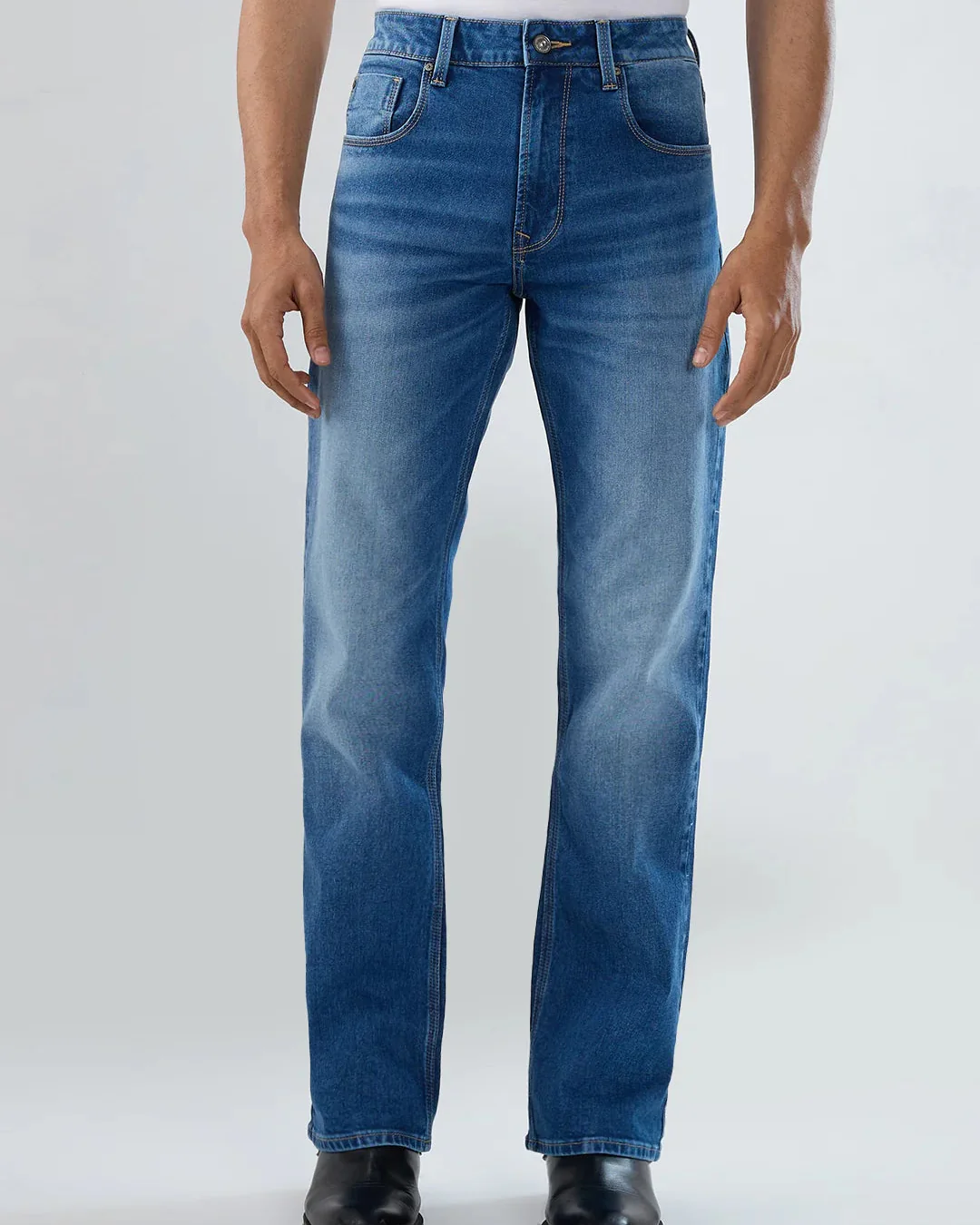 Men Rafter Jeans Boot Cut Fit Mid Blue Mid Rise - Image 2