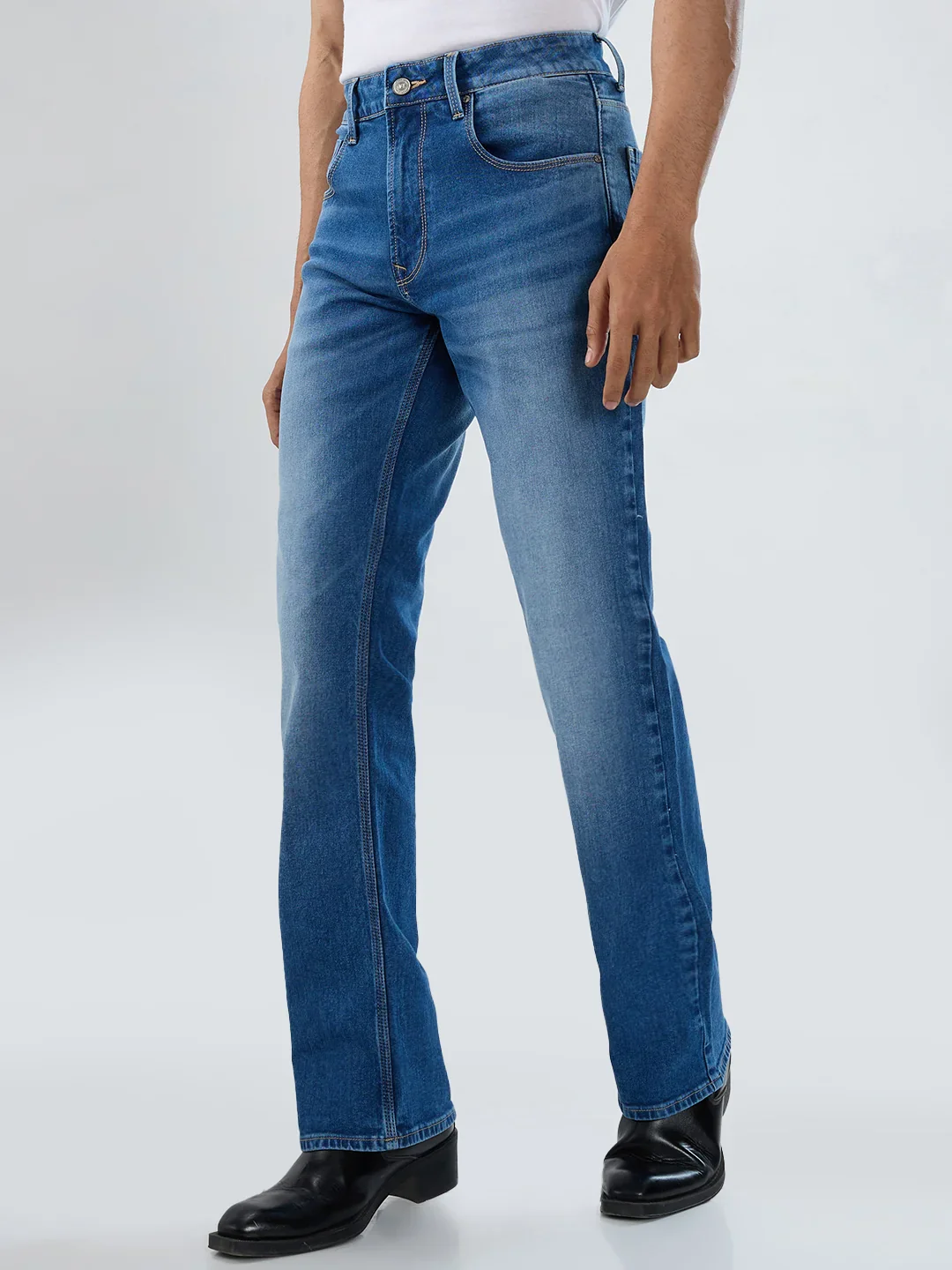 Men Rafter Jeans Boot Cut Fit Mid Blue Mid Rise - Image 3