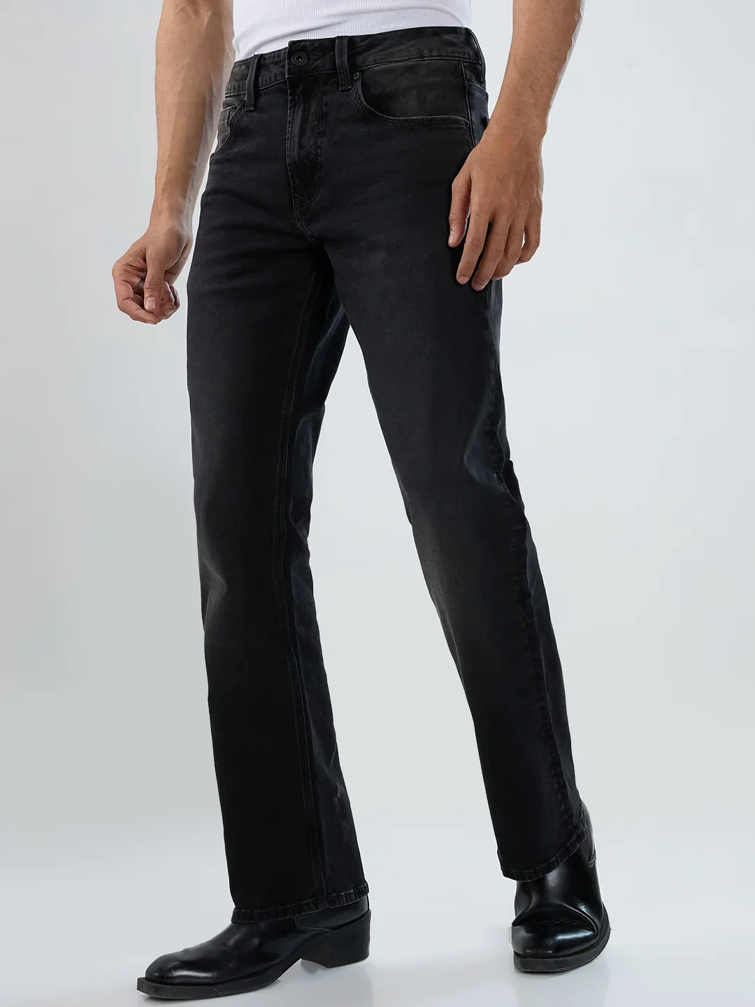 Men Rafter Jeans Boot Cut Fit Black Mid Rise - Image 3