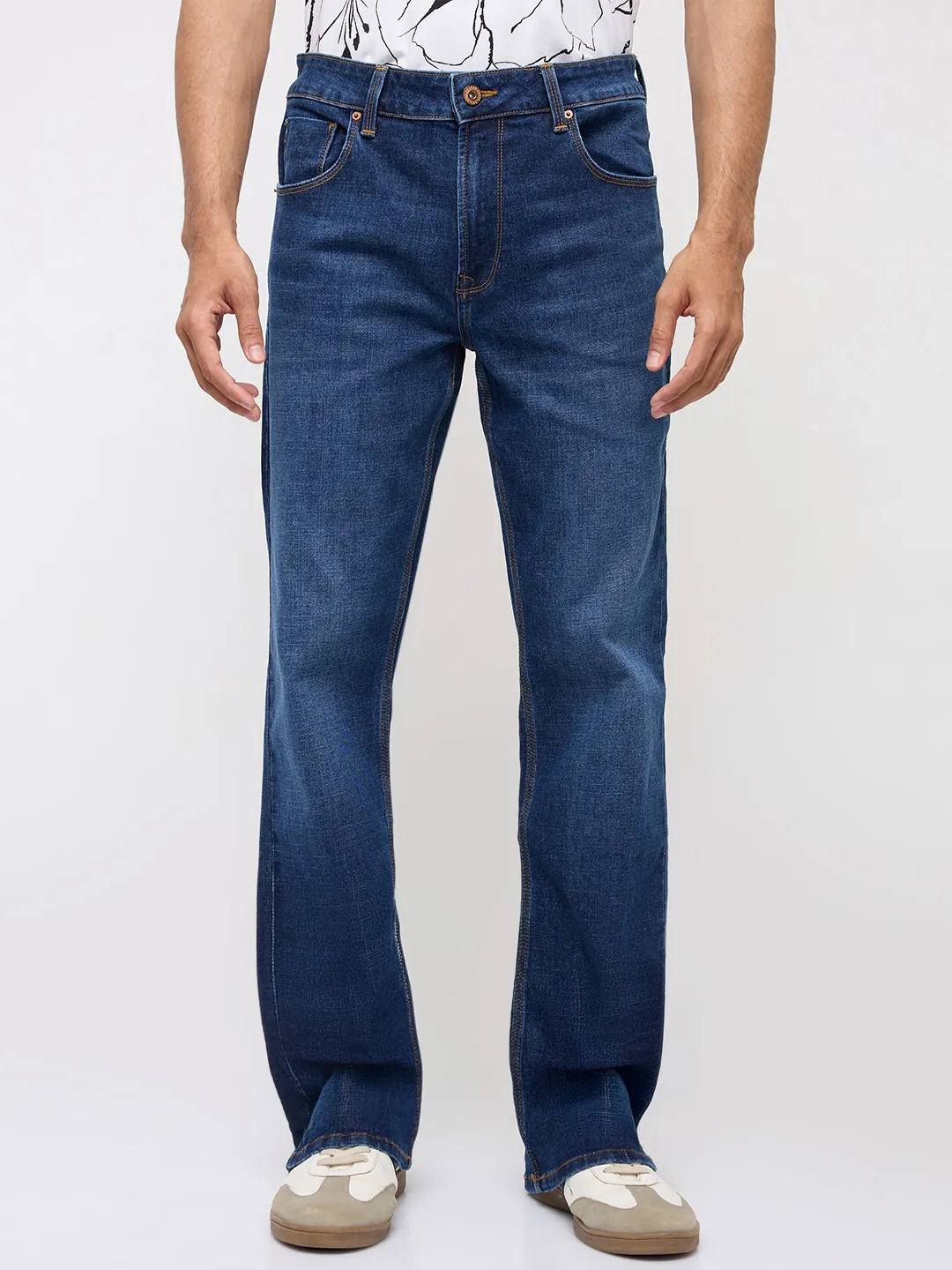 Men Rafter Jeans Boot Cut Fit Dark Blue Mid Rise - Image 2