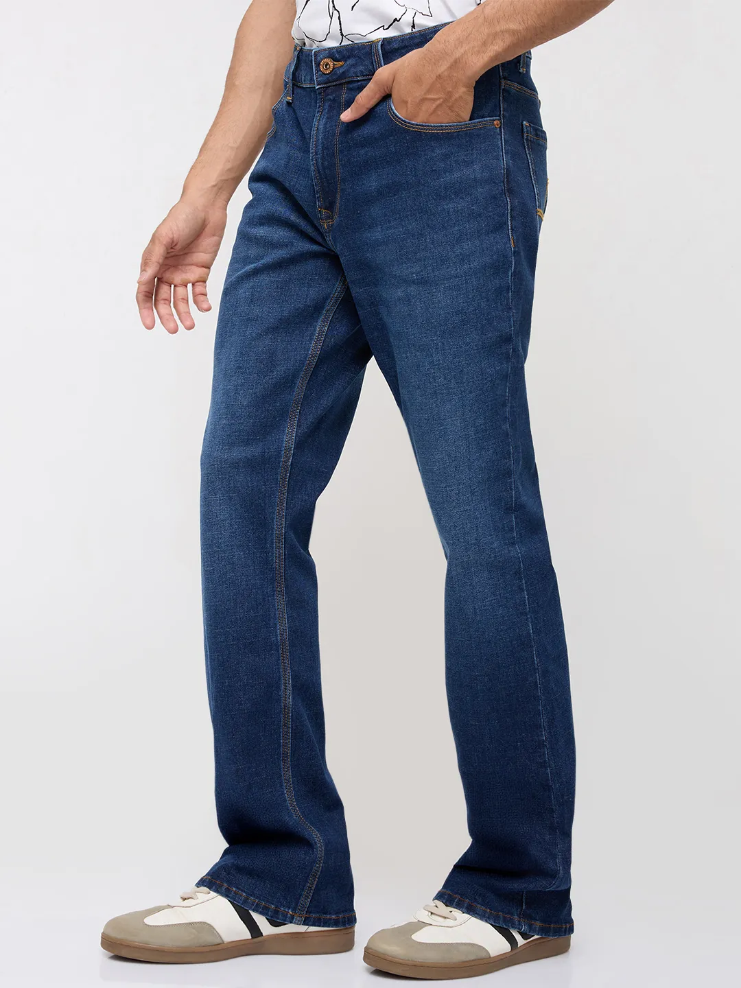 Men Rafter Jeans Boot Cut Fit Dark Blue Mid Rise - Image 4