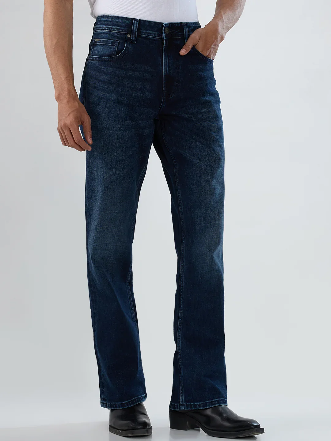 Men Rafter Jeans Boot Cut Fit Dark Blue Mid Rise - Image 2