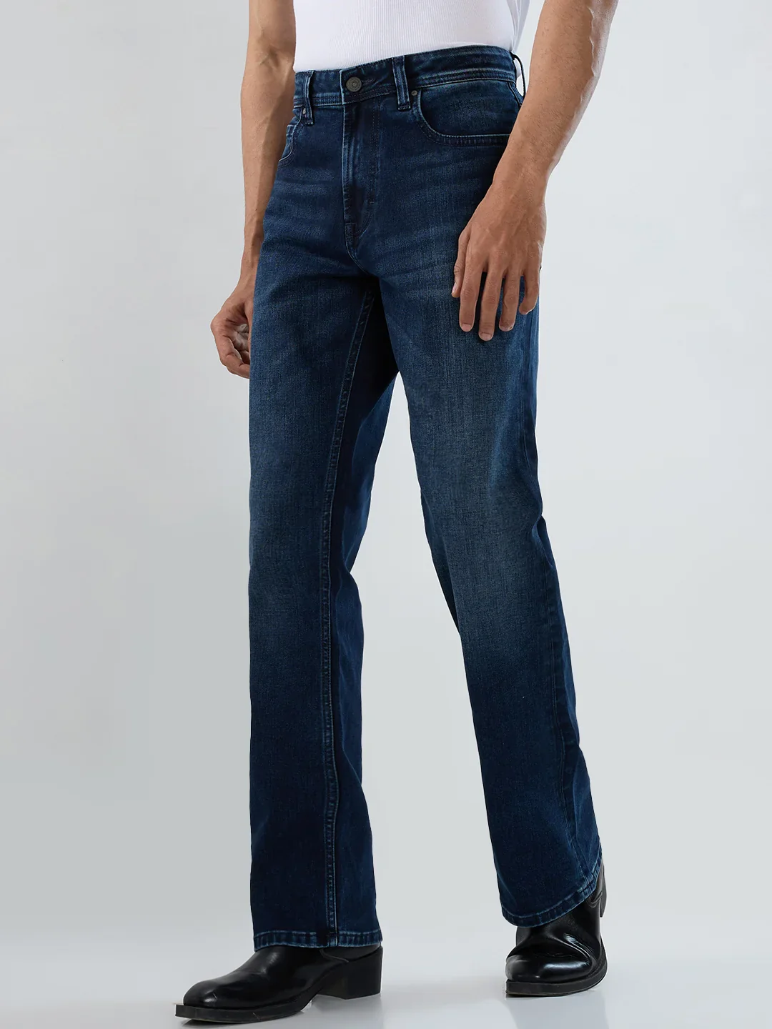 Men Rafter Jeans Boot Cut Fit Dark Blue Mid Rise - Image 3