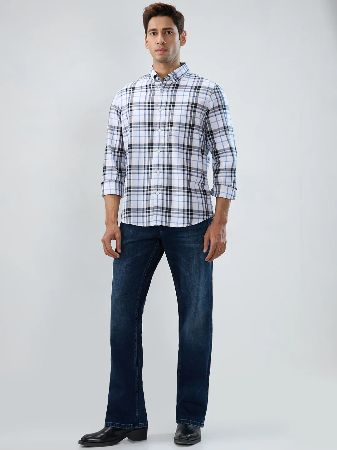 Men Rafter Jeans Boot Cut Fit Dark Blue Mid Rise - Image 8