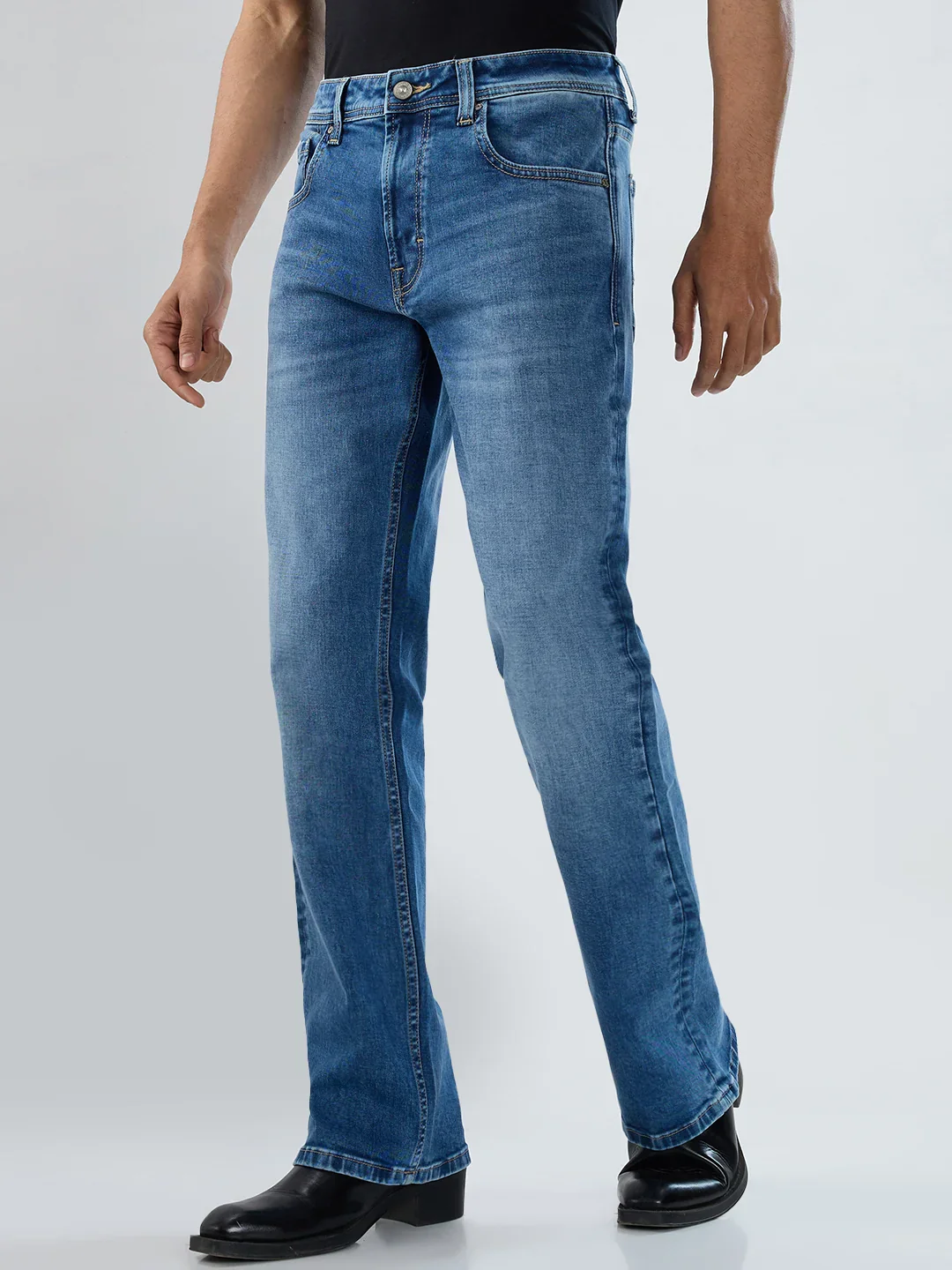 Men Rafter Jeans Boot Cut Fit Mid Blue Mid Rise - Image 3