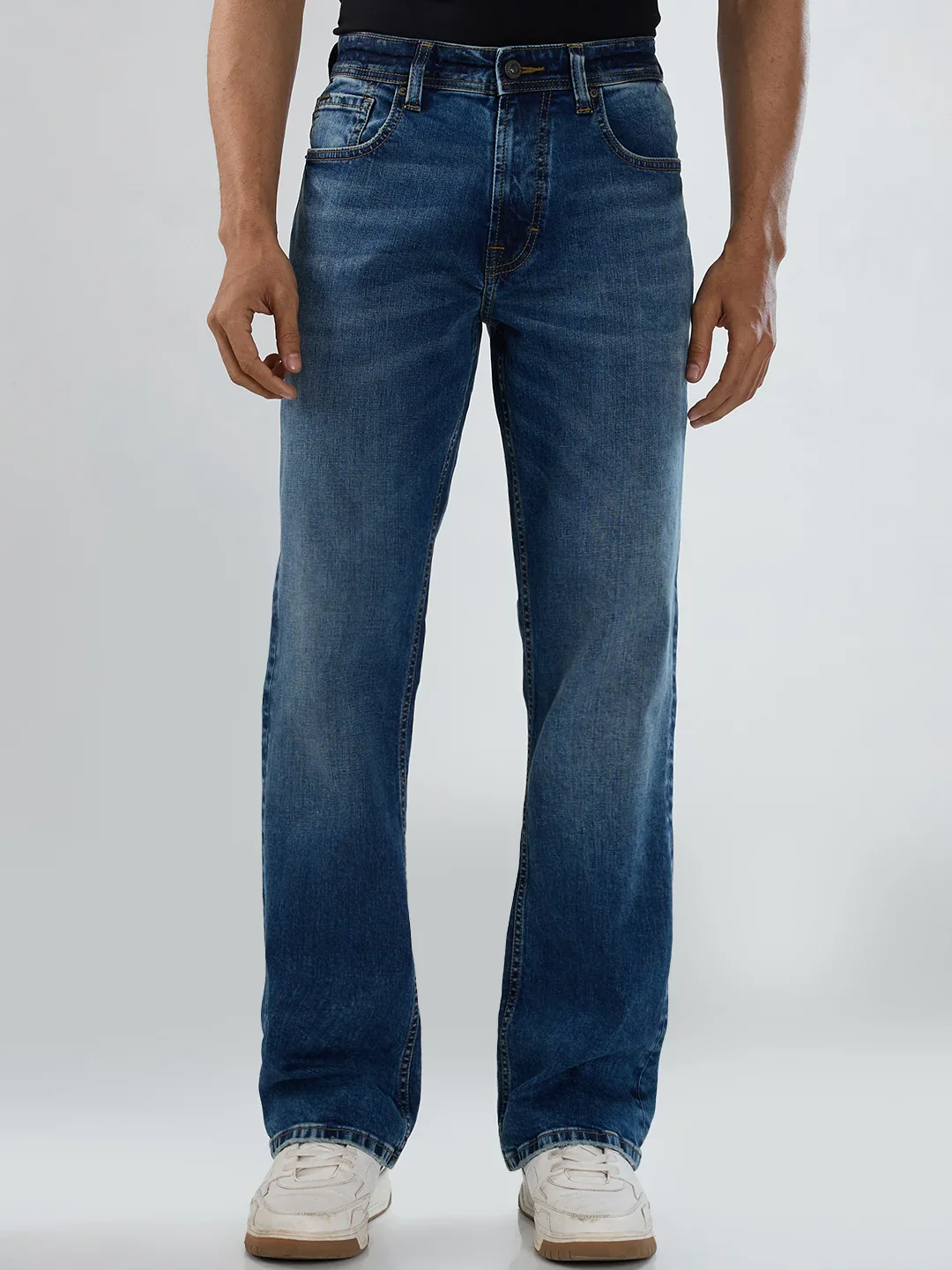 Men Rafter Jeans Boot Cut Fit Mid Blue Mid Rise - Image 2