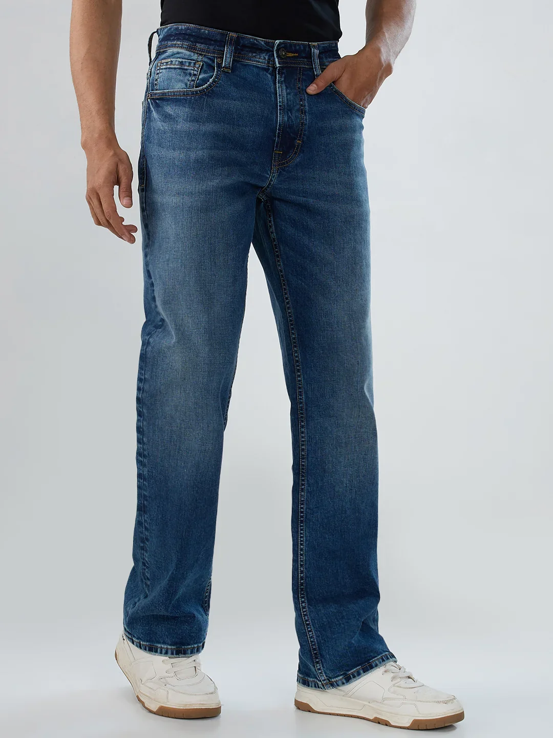Men Rafter Jeans Boot Cut Fit Mid Blue Mid Rise - Image 5
