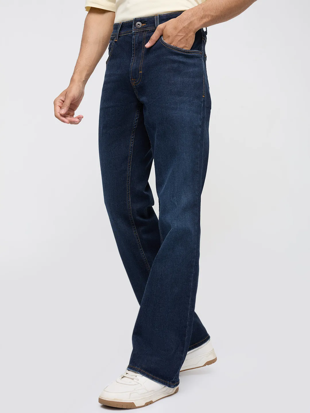 Men Rafter Jeans Boot Cut Fit Dark Blue Mid Rise - Image 4