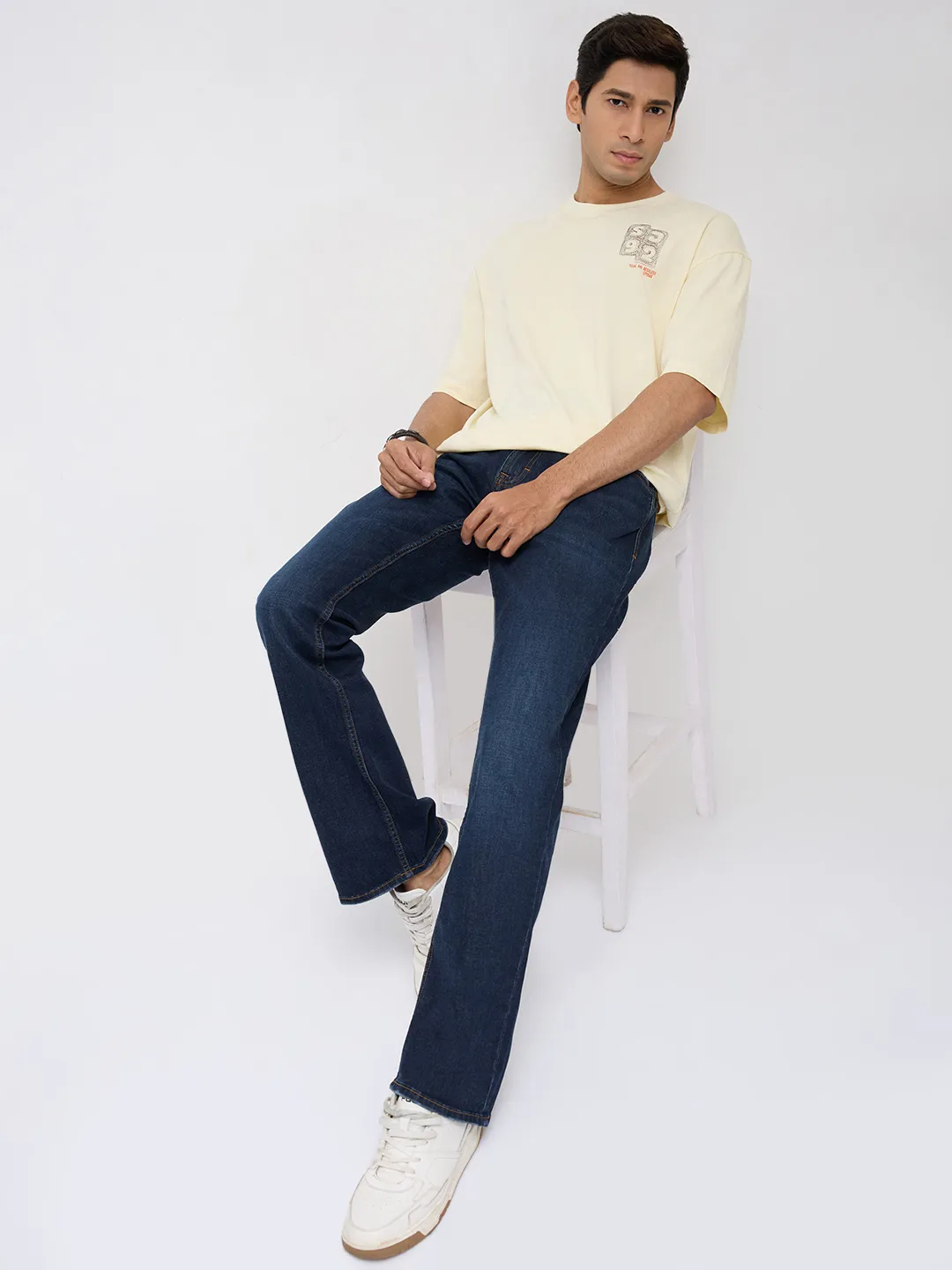 Men Rafter Jeans Boot Cut Fit Dark Blue Mid Rise - Image 6