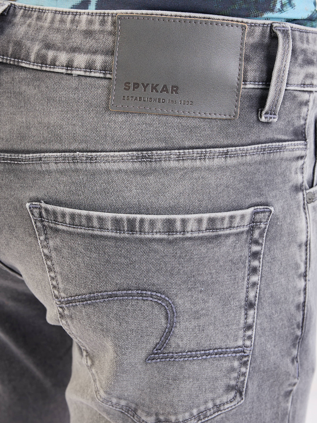 Men Jeans Regular Fit Grey Mid Rise - Image 8
