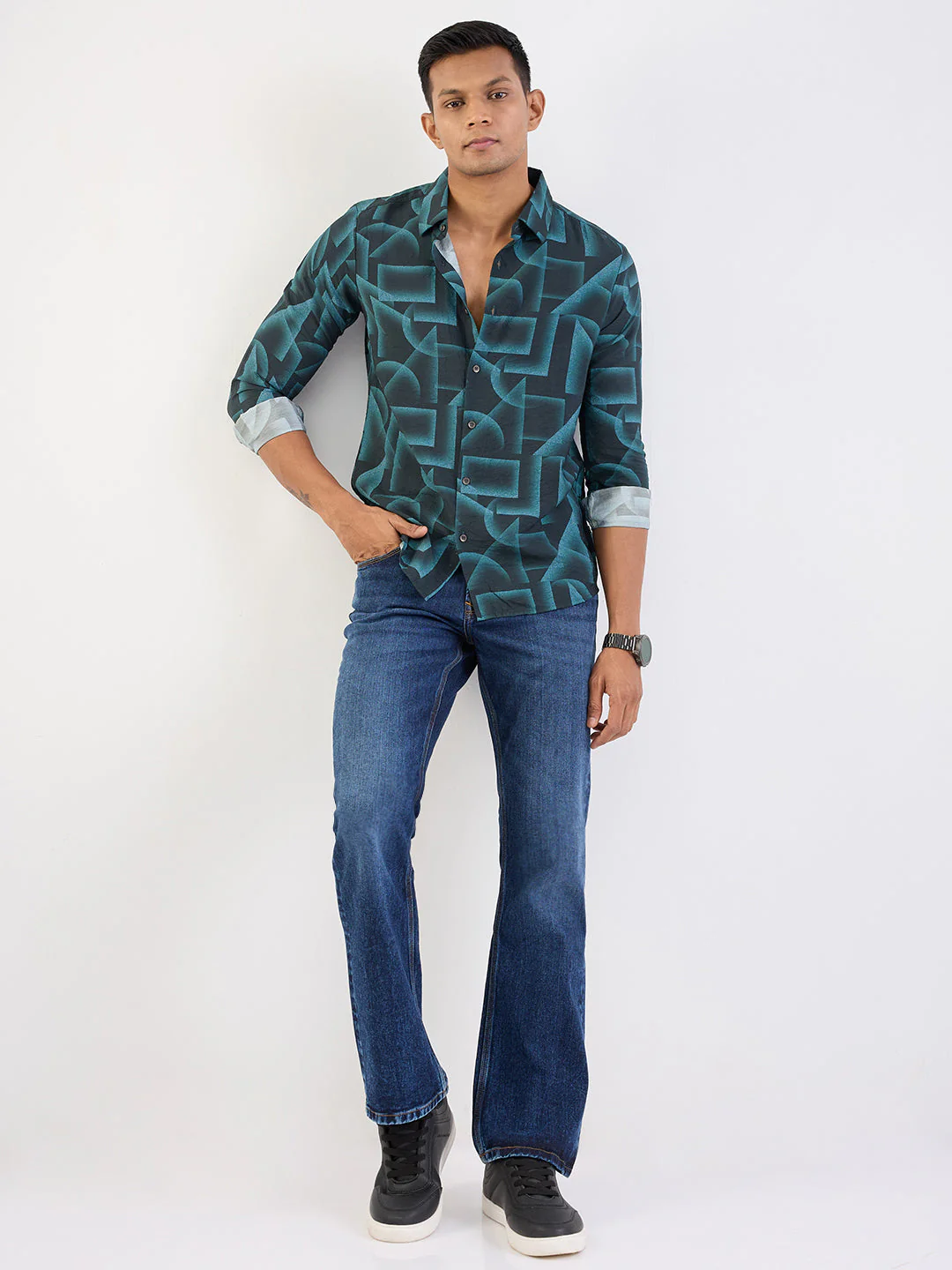 Men Jeans Regular Fit Dark Blue Mid Rise - Image 7