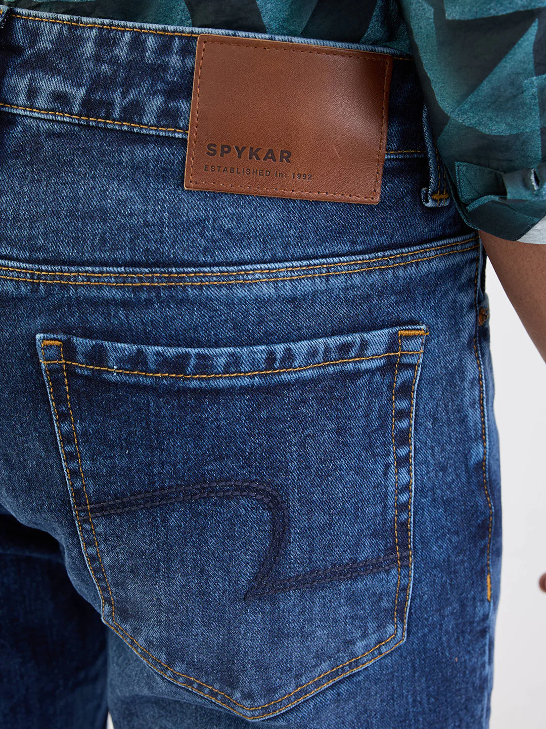 Men Jeans Regular Fit Dark Blue Mid Rise - Image 8