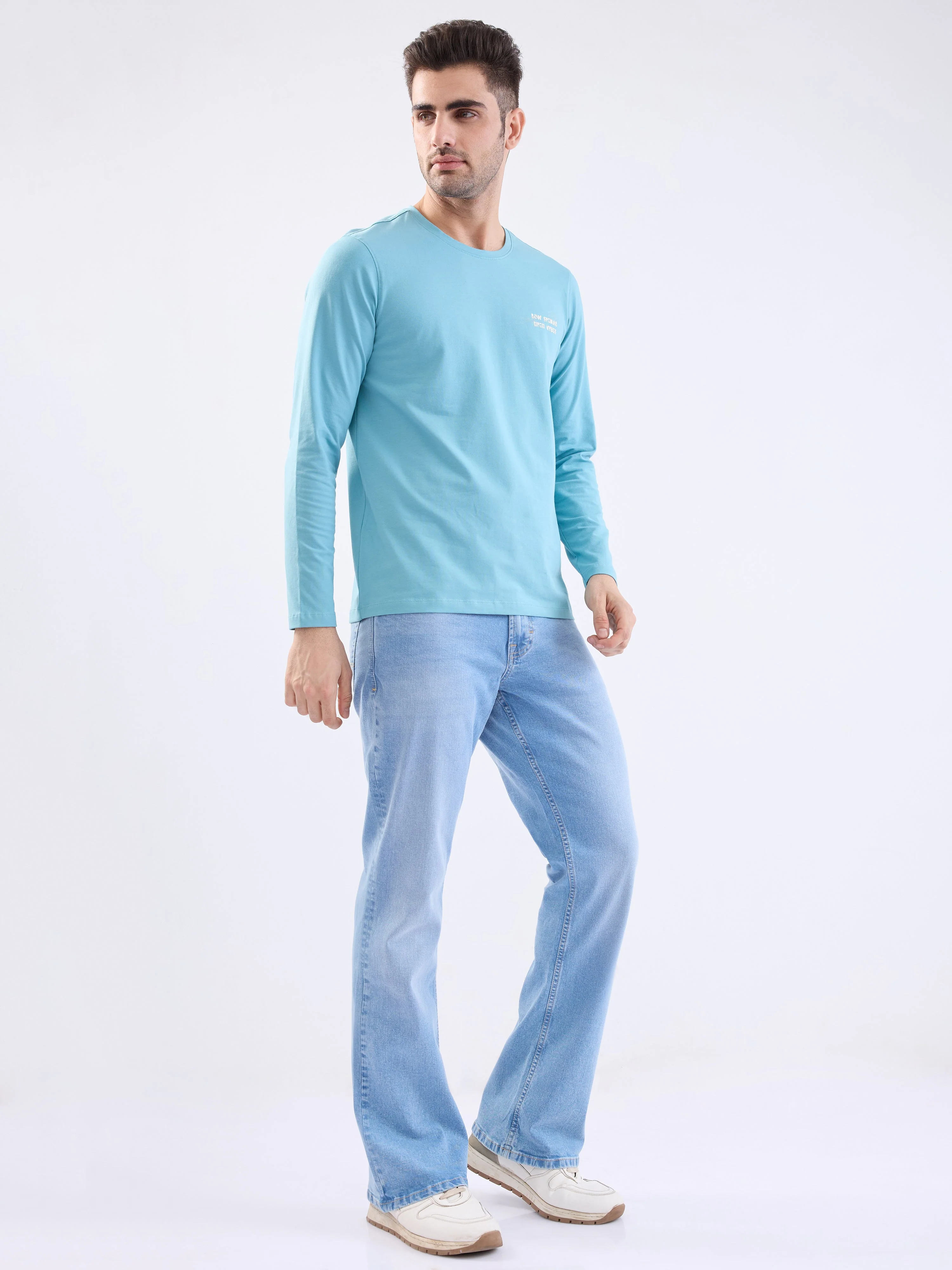 Men Jeans Regular Fit Light Blue Mid Rise - Image 5