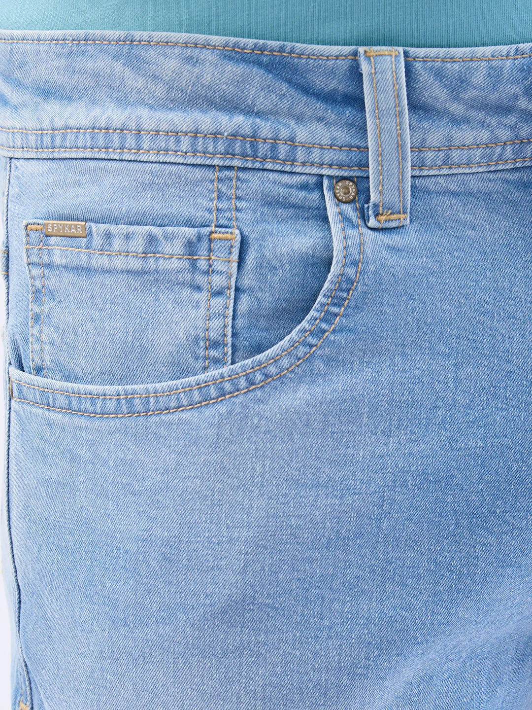 Men Jeans Regular Fit Light Blue Mid Rise - Image 6