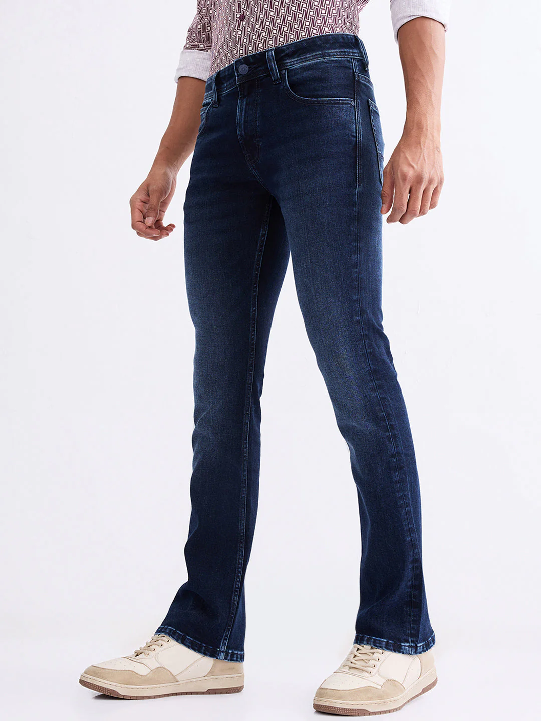 Men Jeans Regular Fit Dark Blue Mid Rise - Image 3