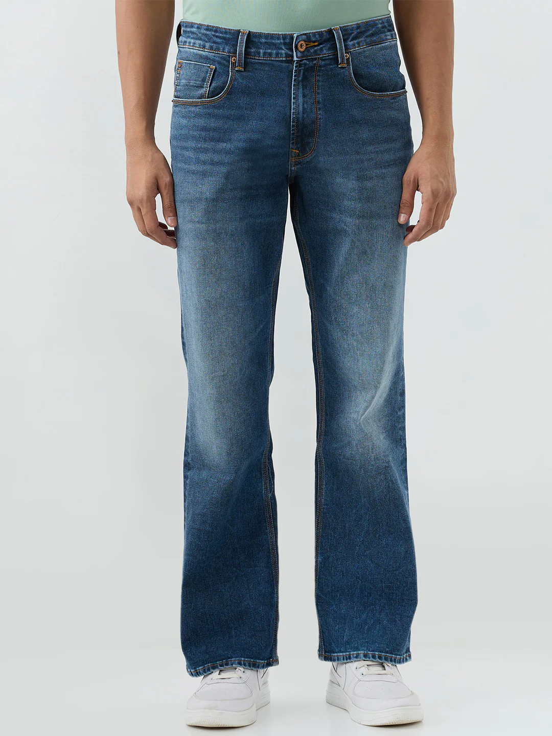 Men Rafter Jeans Boot Cut Fit Blue Mid Rise