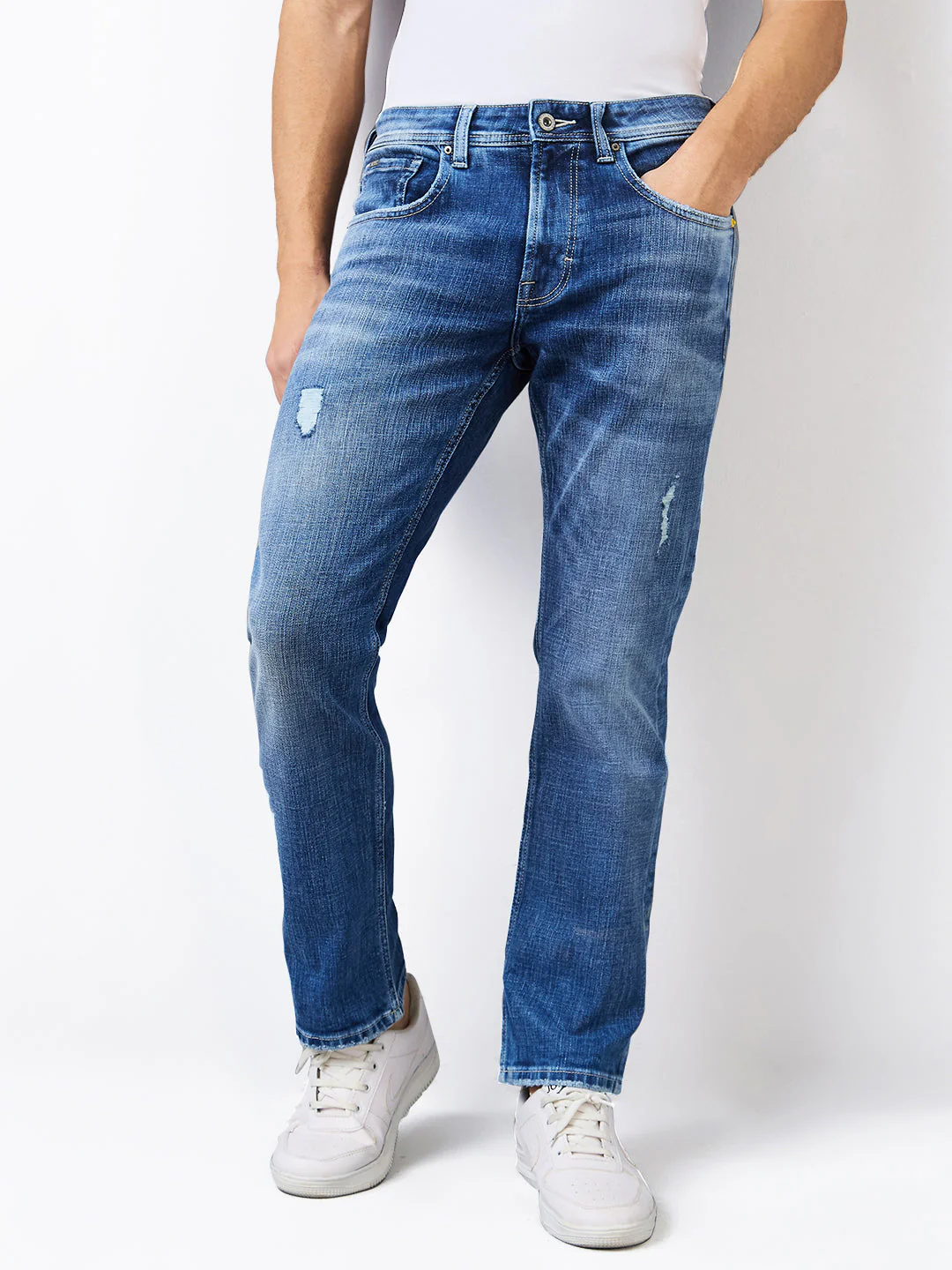 Men Jeans Relaxed Fit Blue Mid Rise - Image 2