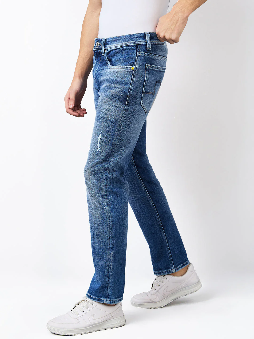 Men Jeans Relaxed Fit Blue Mid Rise - Image 4