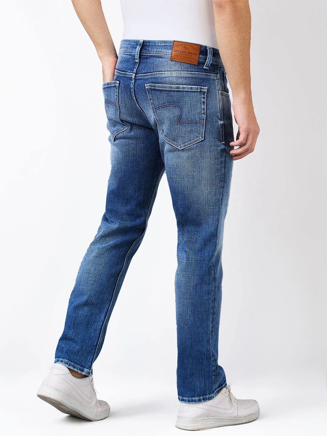 Men Jeans Relaxed Fit Blue Mid Rise - Image 5