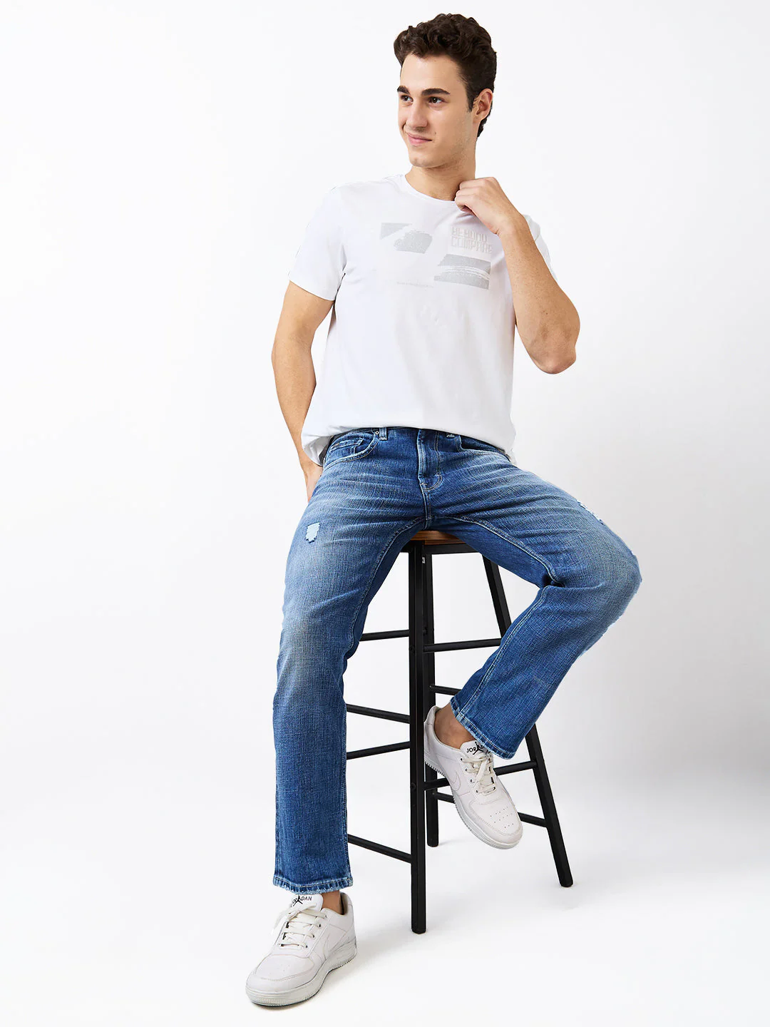 Men Jeans Relaxed Fit Blue Mid Rise - Image 7