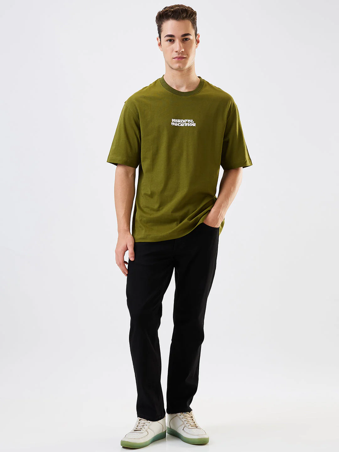 Men Jeans Relaxed Fit Black Mid Rise