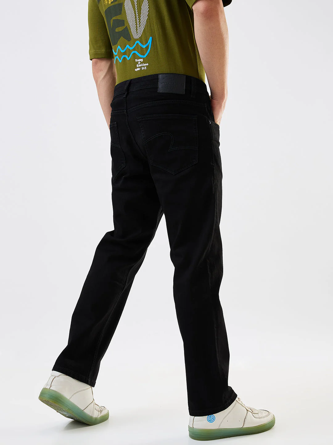 Men Jeans Relaxed Fit Black Mid Rise - Image 3