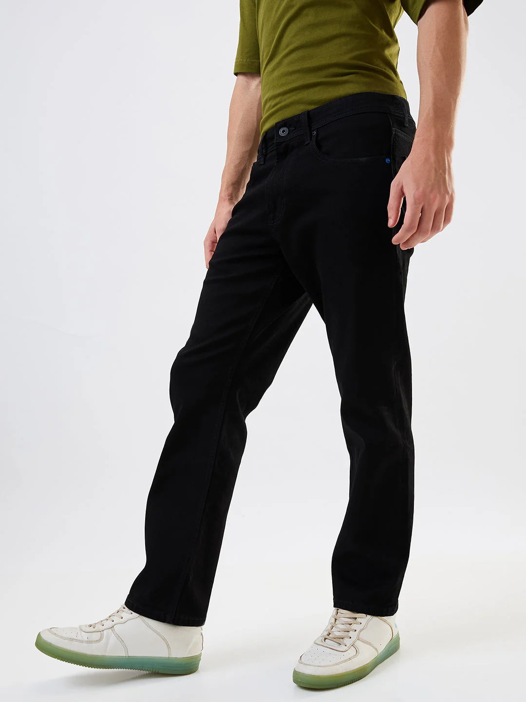 Men Jeans Relaxed Fit Black Mid Rise - Image 4