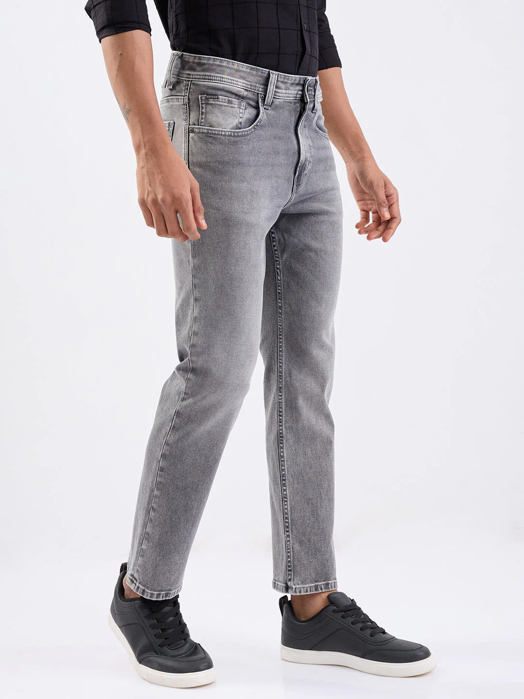 Men Jeans Relaxed Fit Grey Mid Rise - Image 2