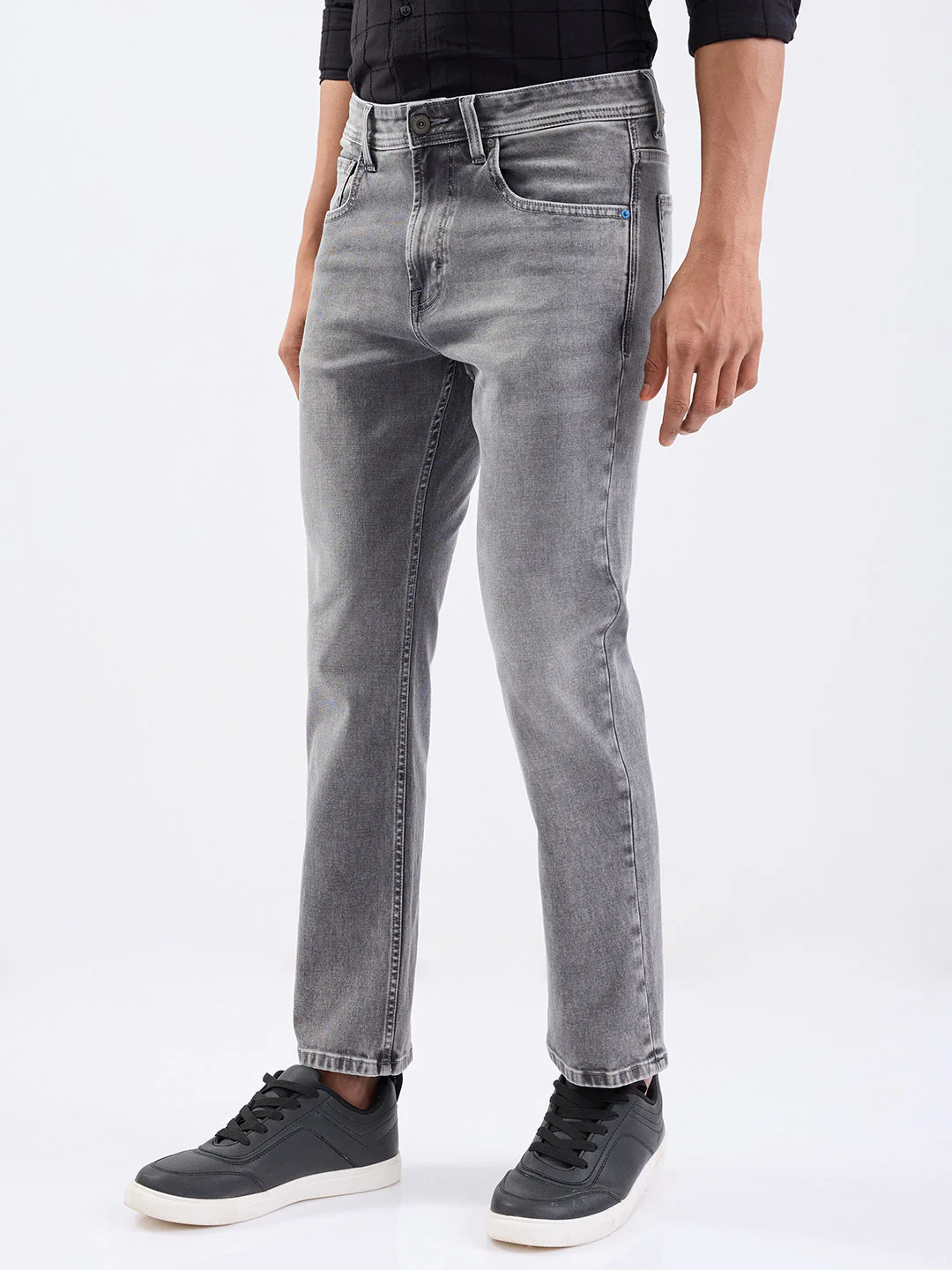 Men Jeans Relaxed Fit Grey Mid Rise - Image 3