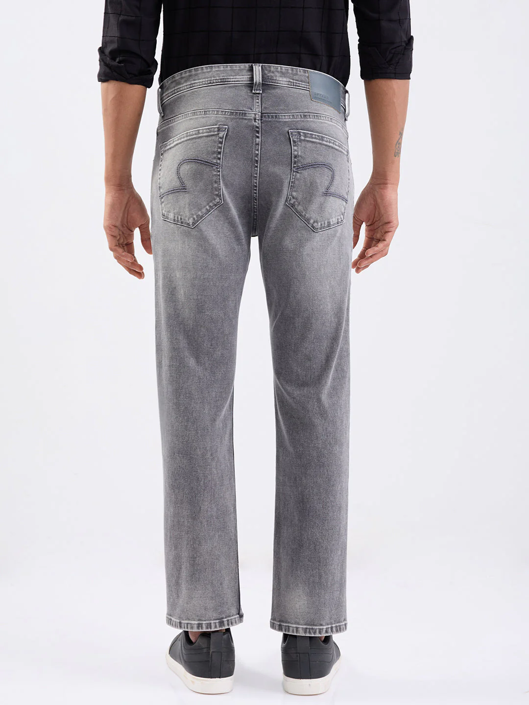Men Jeans Relaxed Fit Grey Mid Rise - Image 4