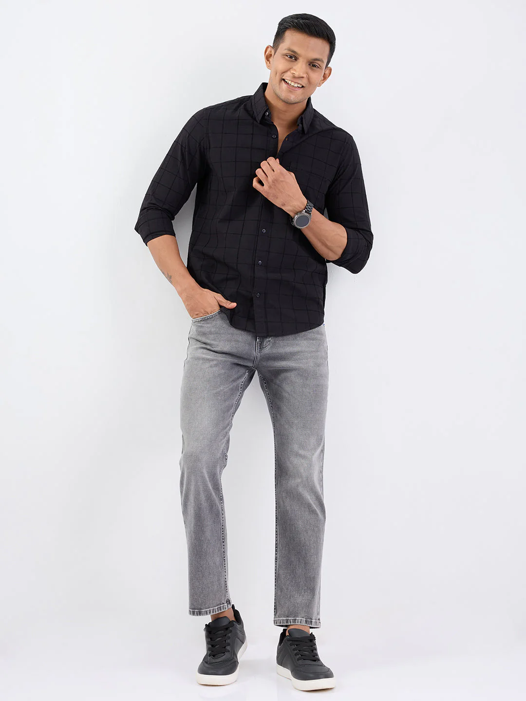 Men Jeans Relaxed Fit Grey Mid Rise - Image 7