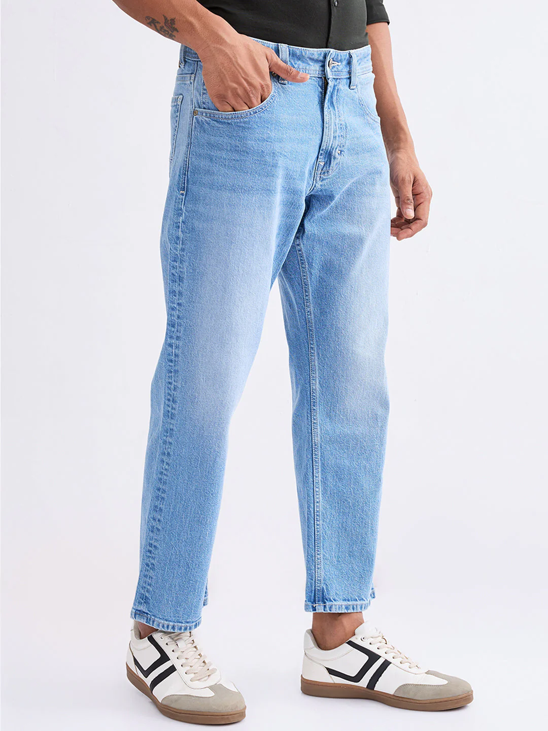 Men Jeans Relaxed Fit Light Blue Mid Rise - Image 2